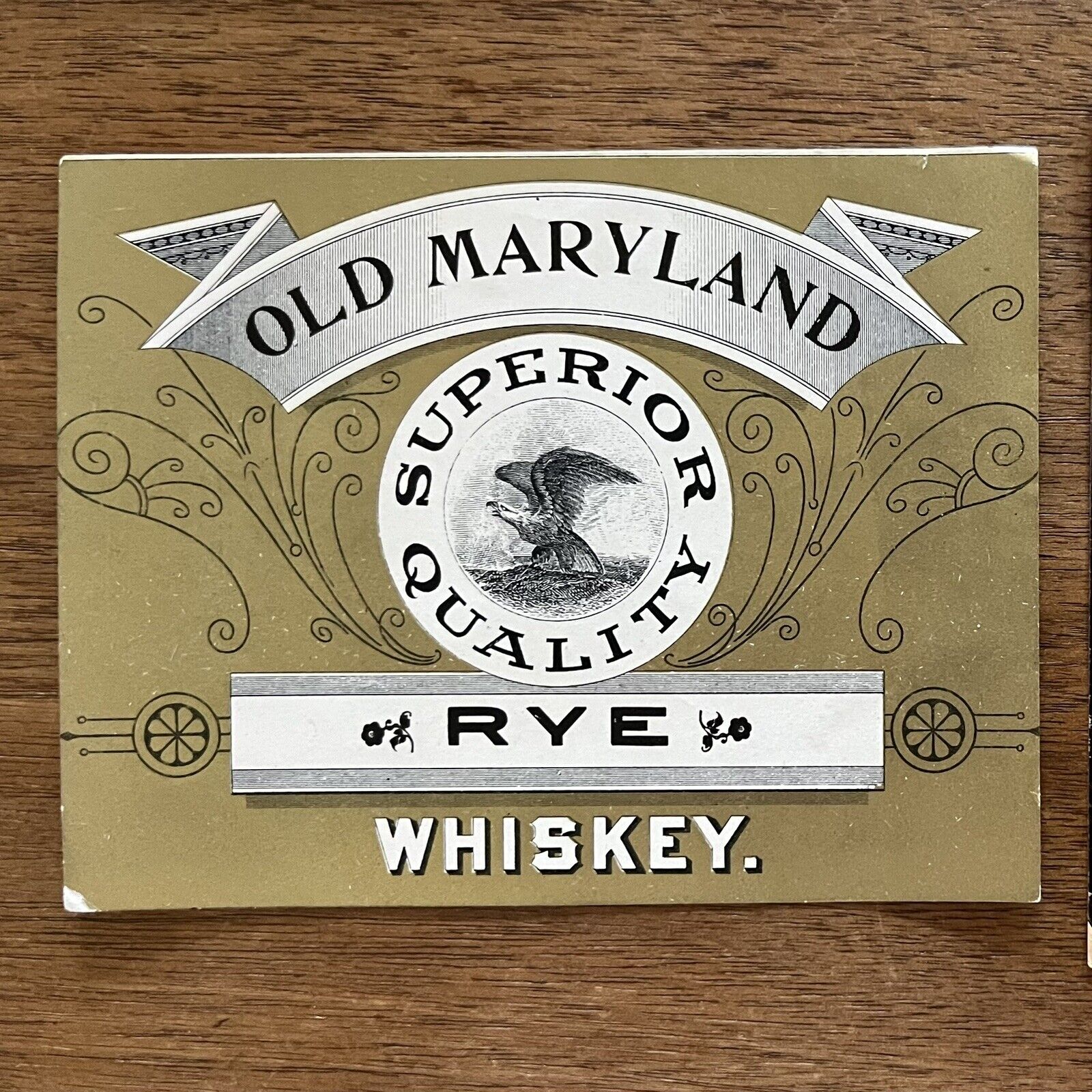 Vintage RARE Maryland Old Fashioned Superior Quality Rye Whiskey Paper Label