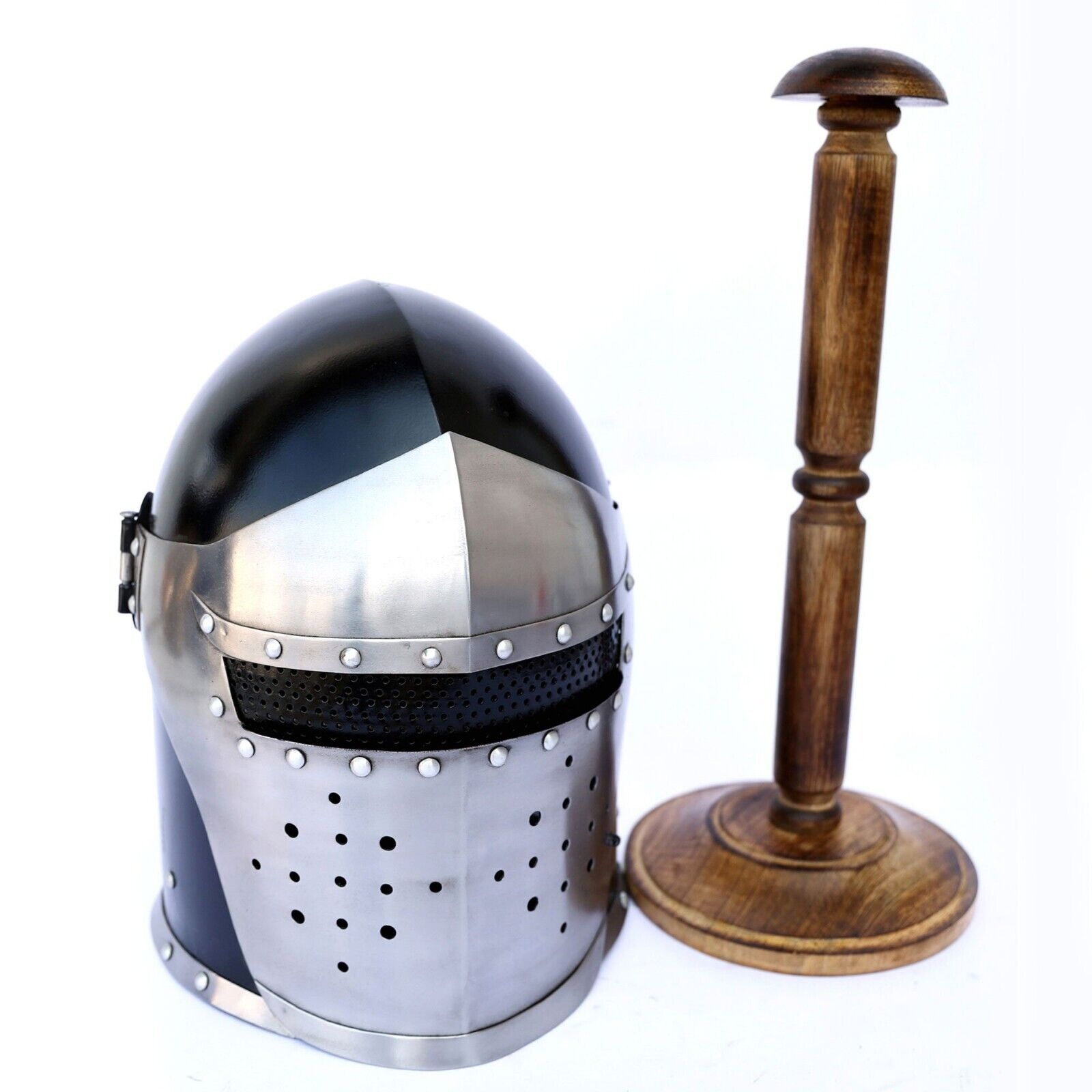 Medieval Visor Barbute Helmet