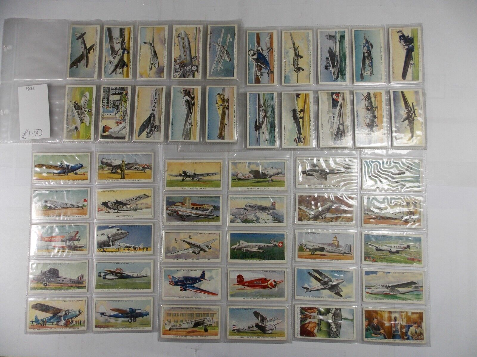 Players Cigarette Cards International Air Liners 1936 Complete Set 50 in Pages