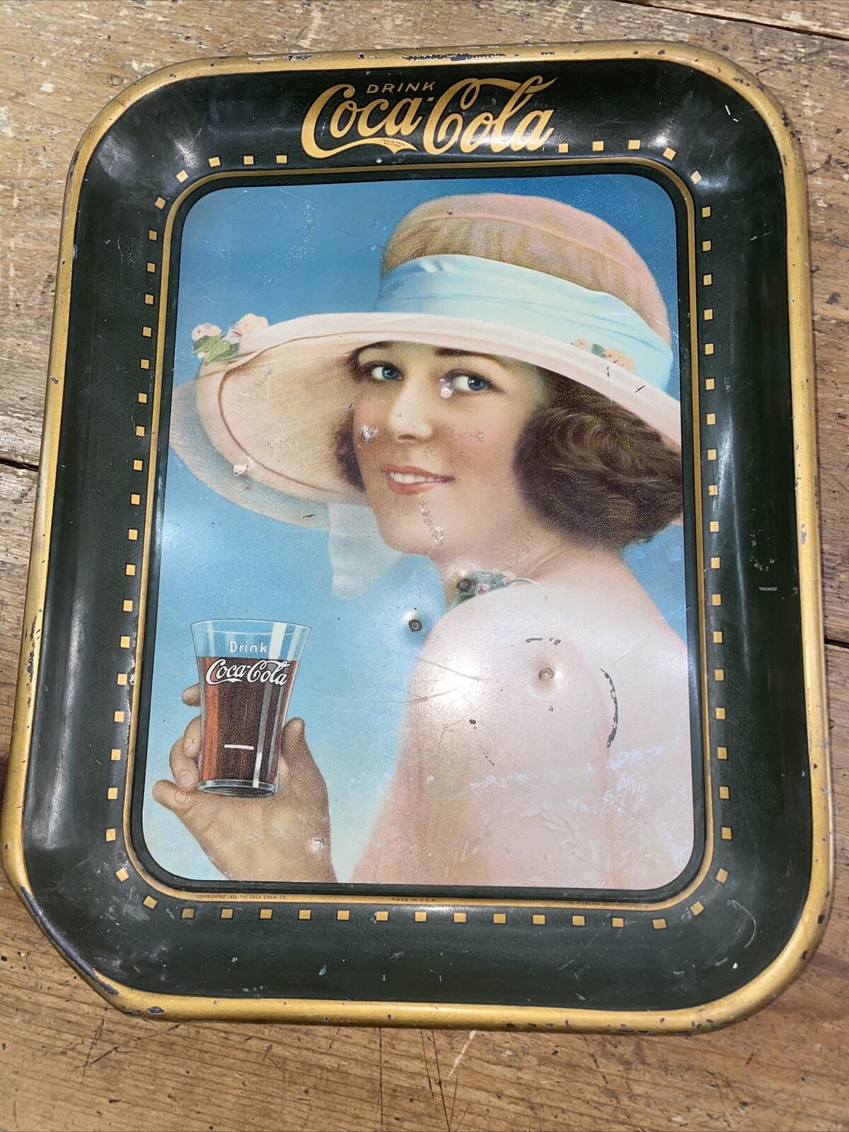 AUTHENTIC COKE COCA COLA 1921 ADVERTISING SERVING TIN TRAY GREAT CONDITION