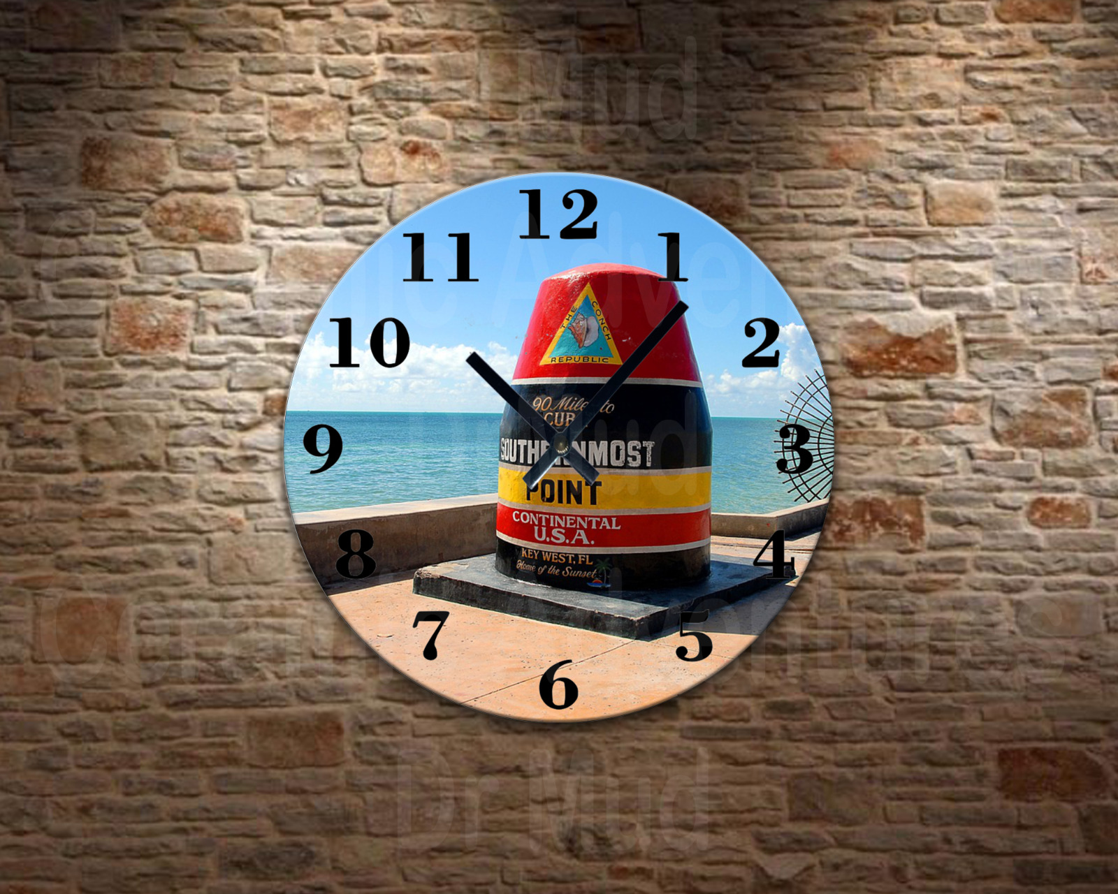 Southern Most Point Famous Florida Key West Buoy - 8 inch metal  Wall Clock