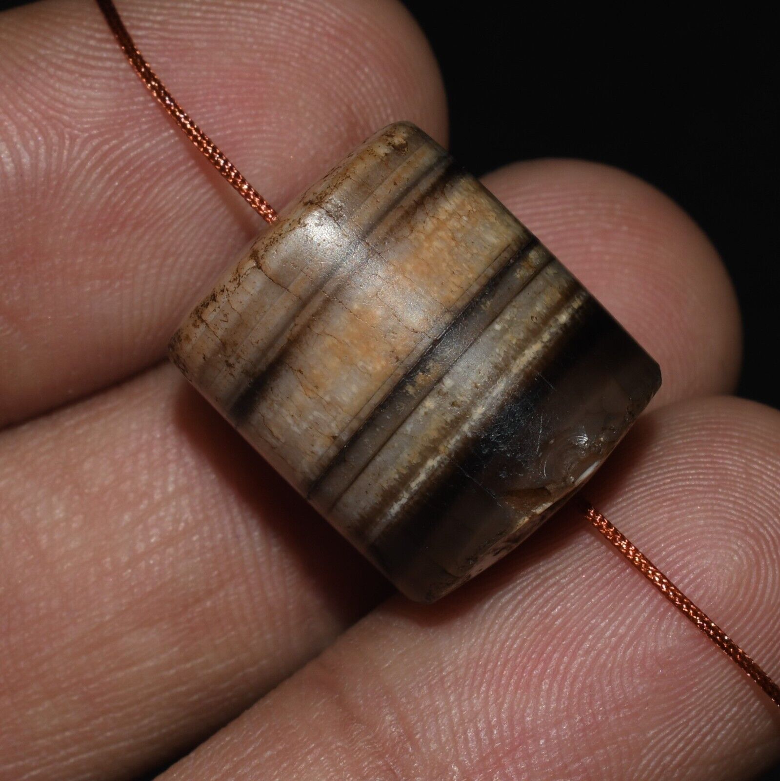 Antique Ancient Bactrian Banded Agate Bead Circa 3rd - 2nd Millennium BC 