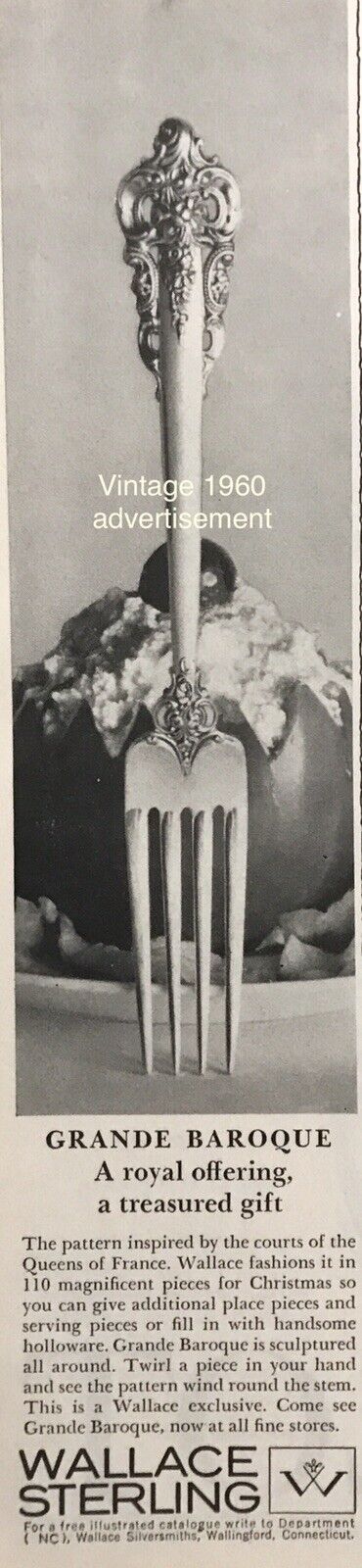 1960 PRINT AD Wallace Sterling Grande Baroque Flatware Vtg PROMO Royal Offering
