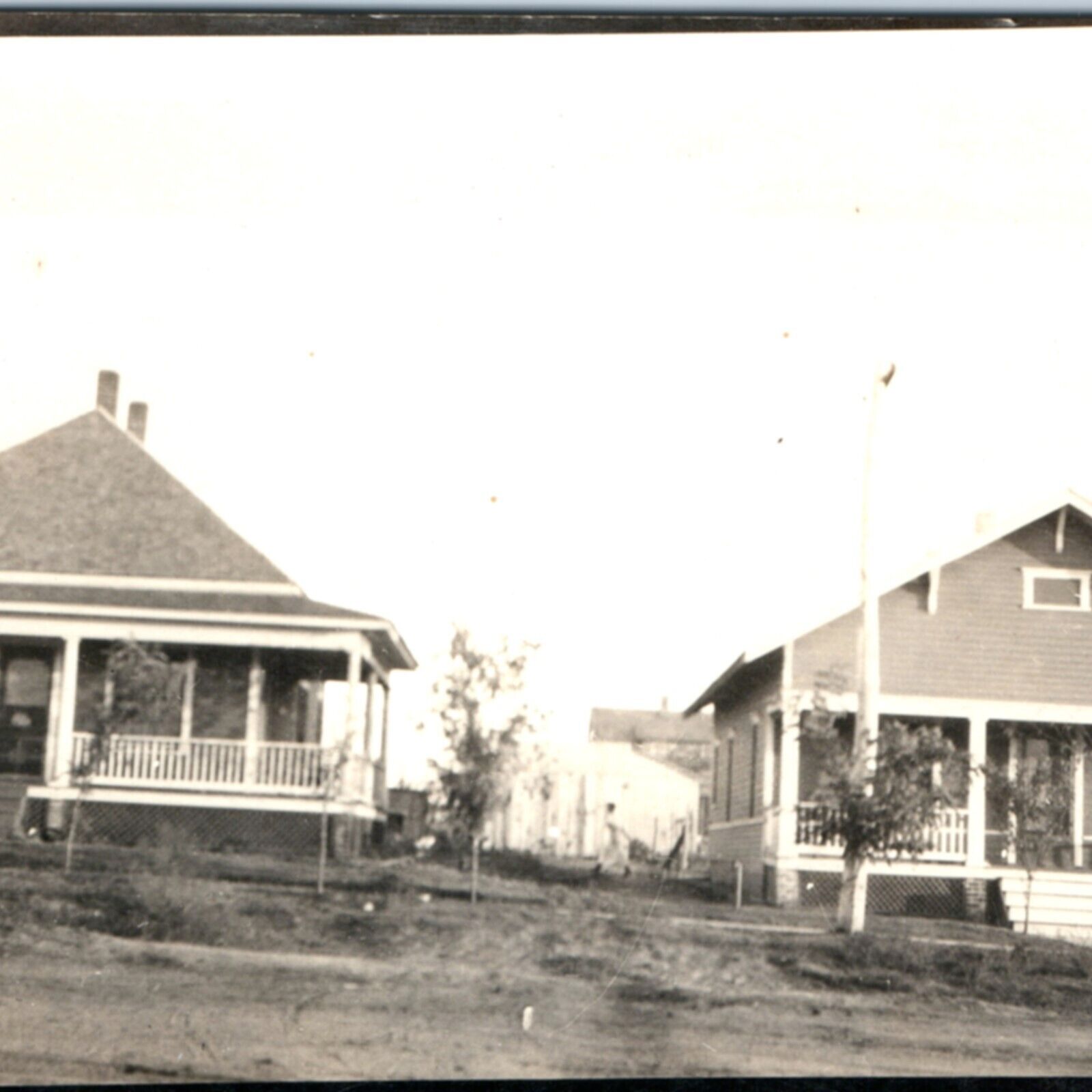 c1910s Two Houses Dirt Street View RPPC Cute Small Homes Real Photo PC Town A133