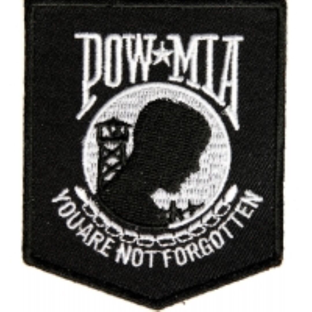 Black POW MIA Biker Patch Motorcycle Jacket Vest Military Iron on Embroidered