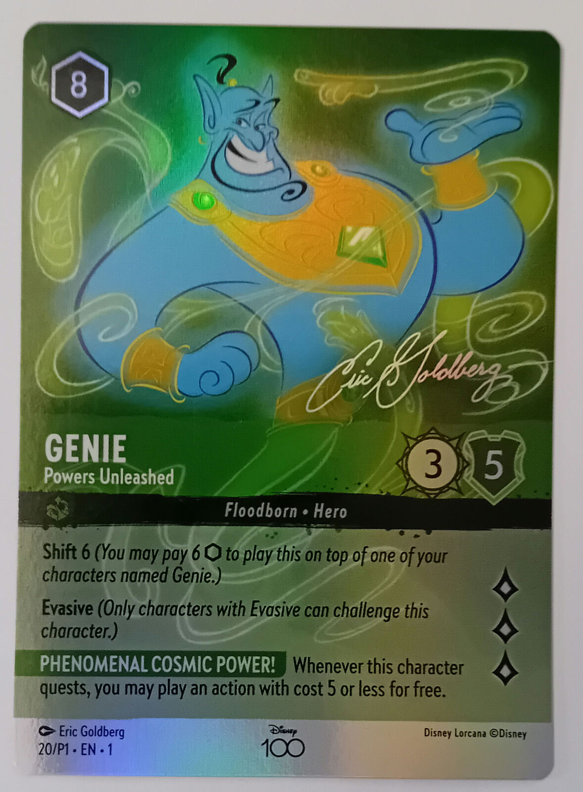HOLOFOIL Genie. Powers Unleashed. Rare Emerald Character