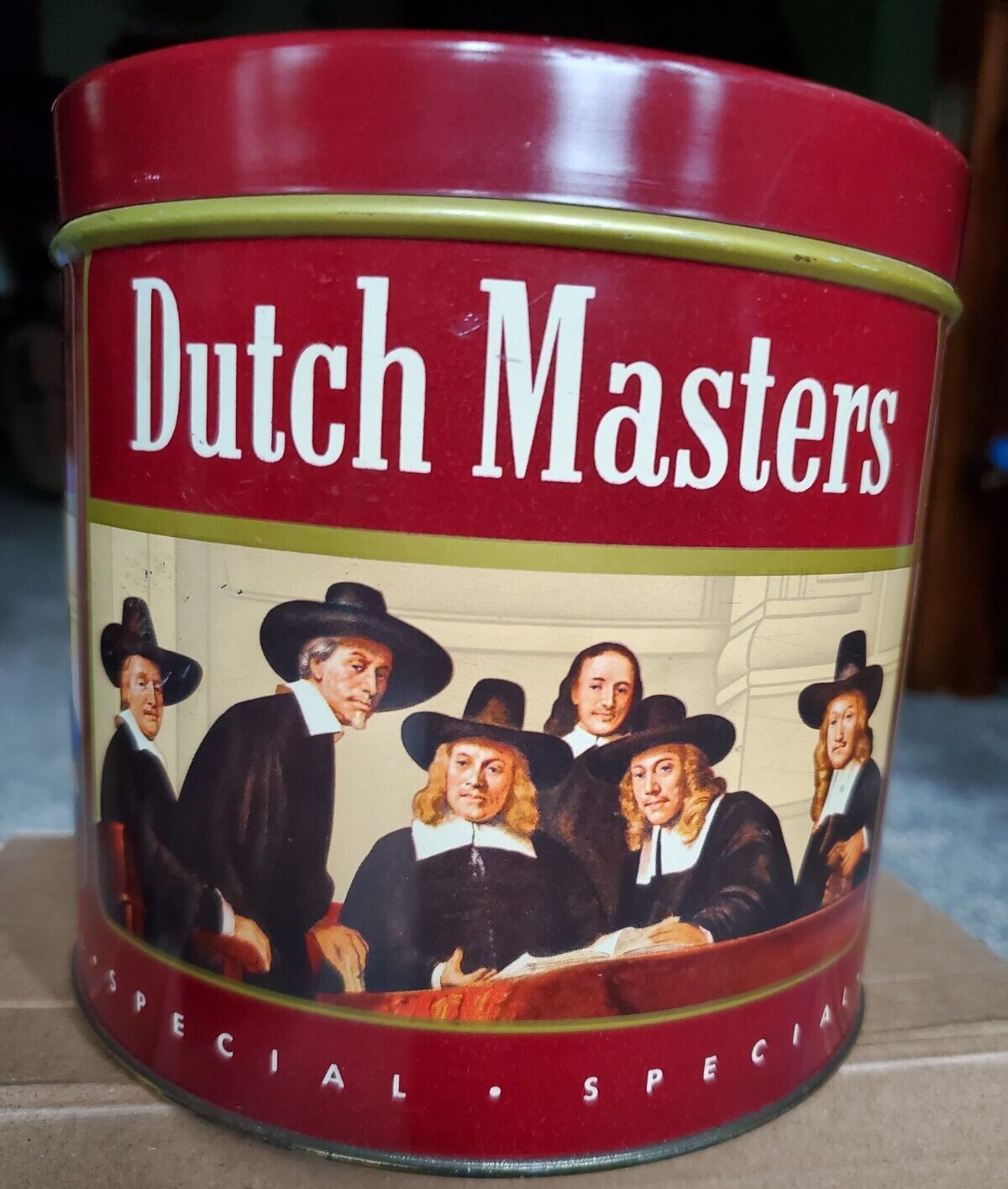 VINTAGE ADVERTISING  EMPTY DUTCH MASTERS  CANISTER TOBACCO TIN  SERIES E