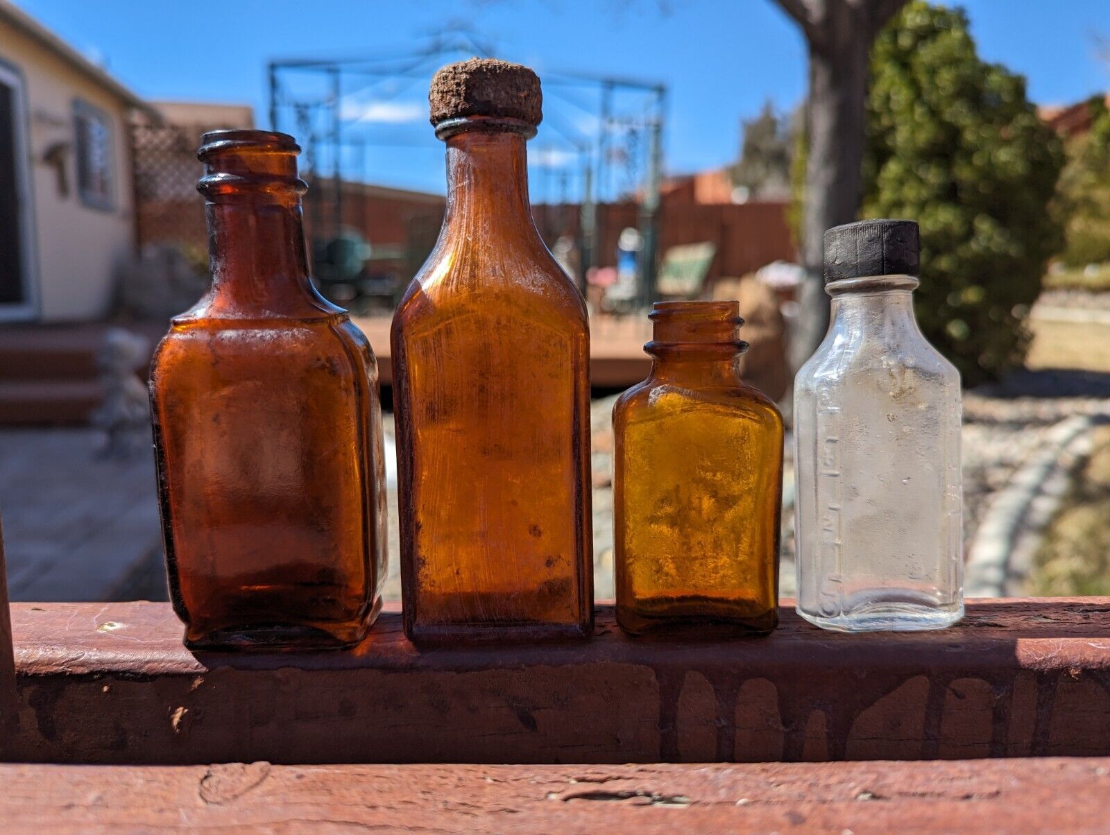1930\'s-1940\'s Antique Bottle Lot Amber Brown Clear Medicine Bottles Original Cap