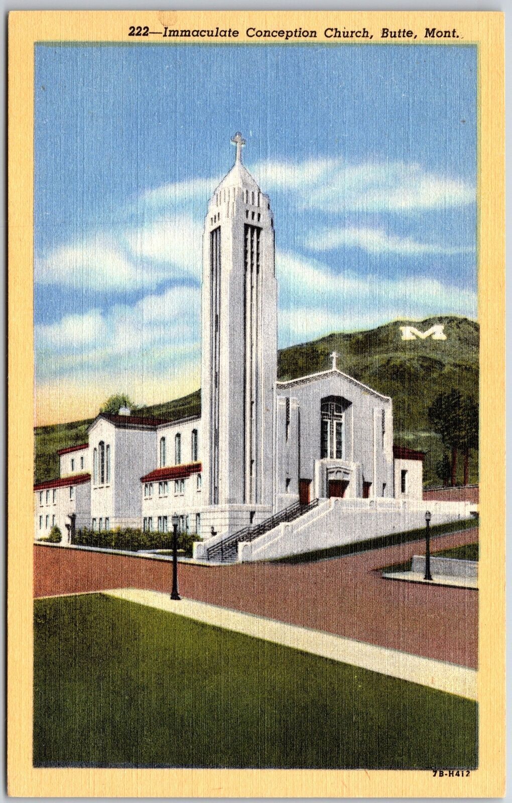Immaculate Conception Church Butte Montana MT Mountain Parish Postcard