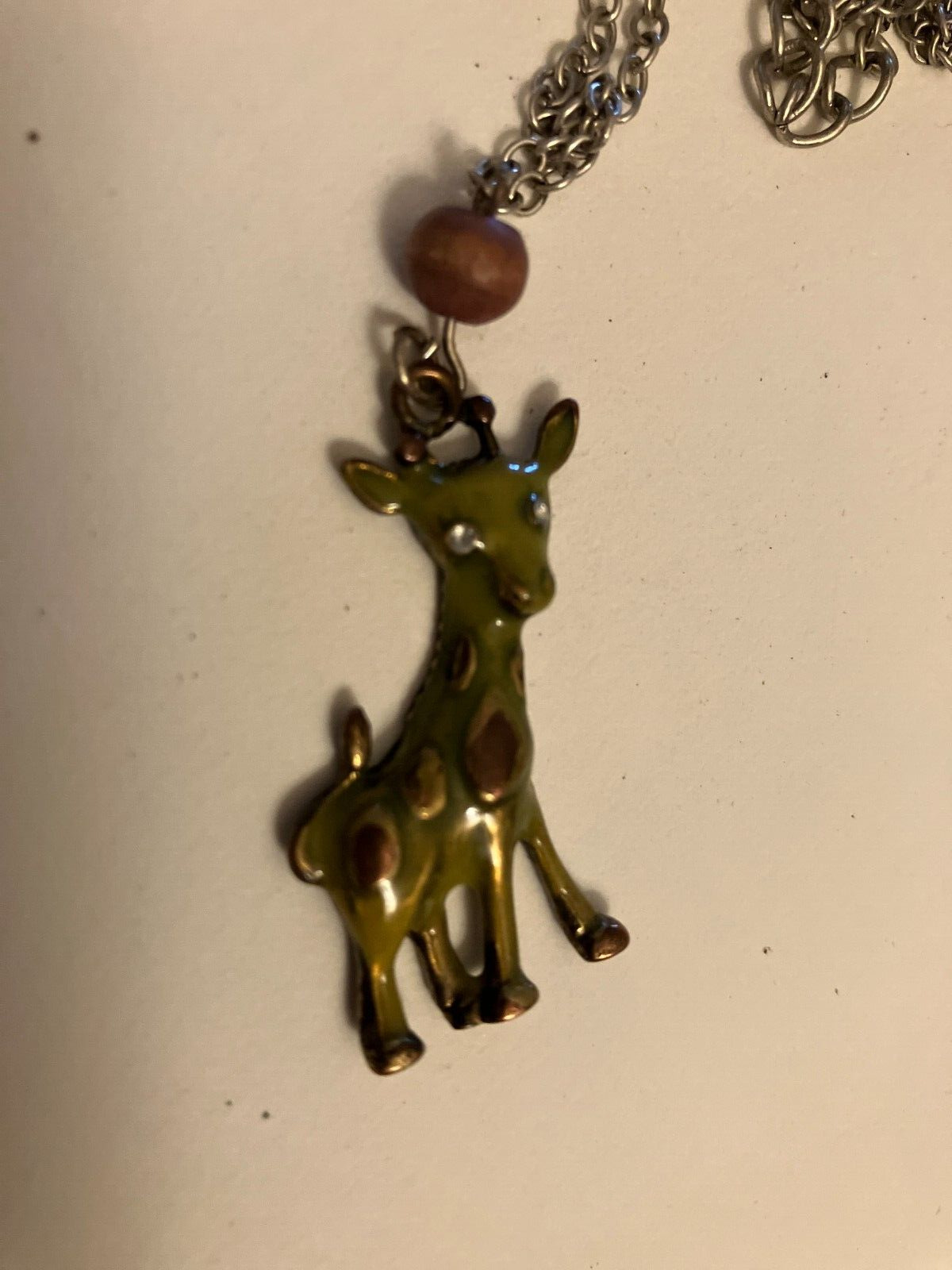 vintage estate deer pendant chain necklace