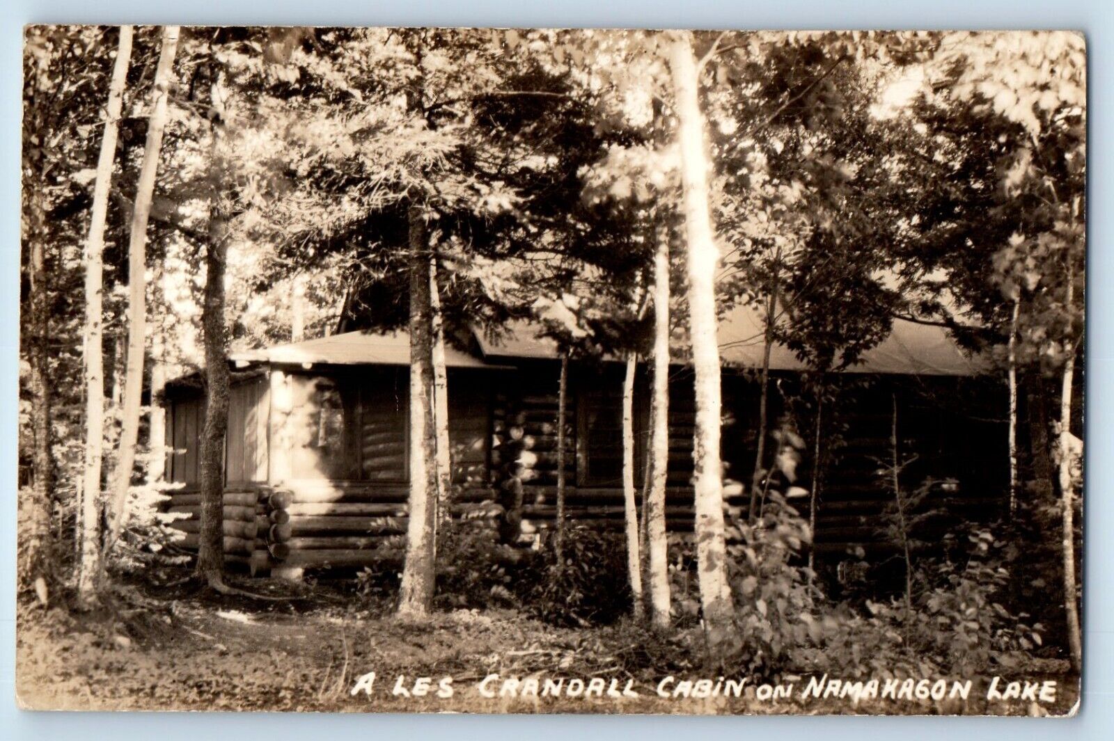 Wisconsin WI Postcard RPPC Photo A Les Crandall Cabin On Namakagon Lake c1940's