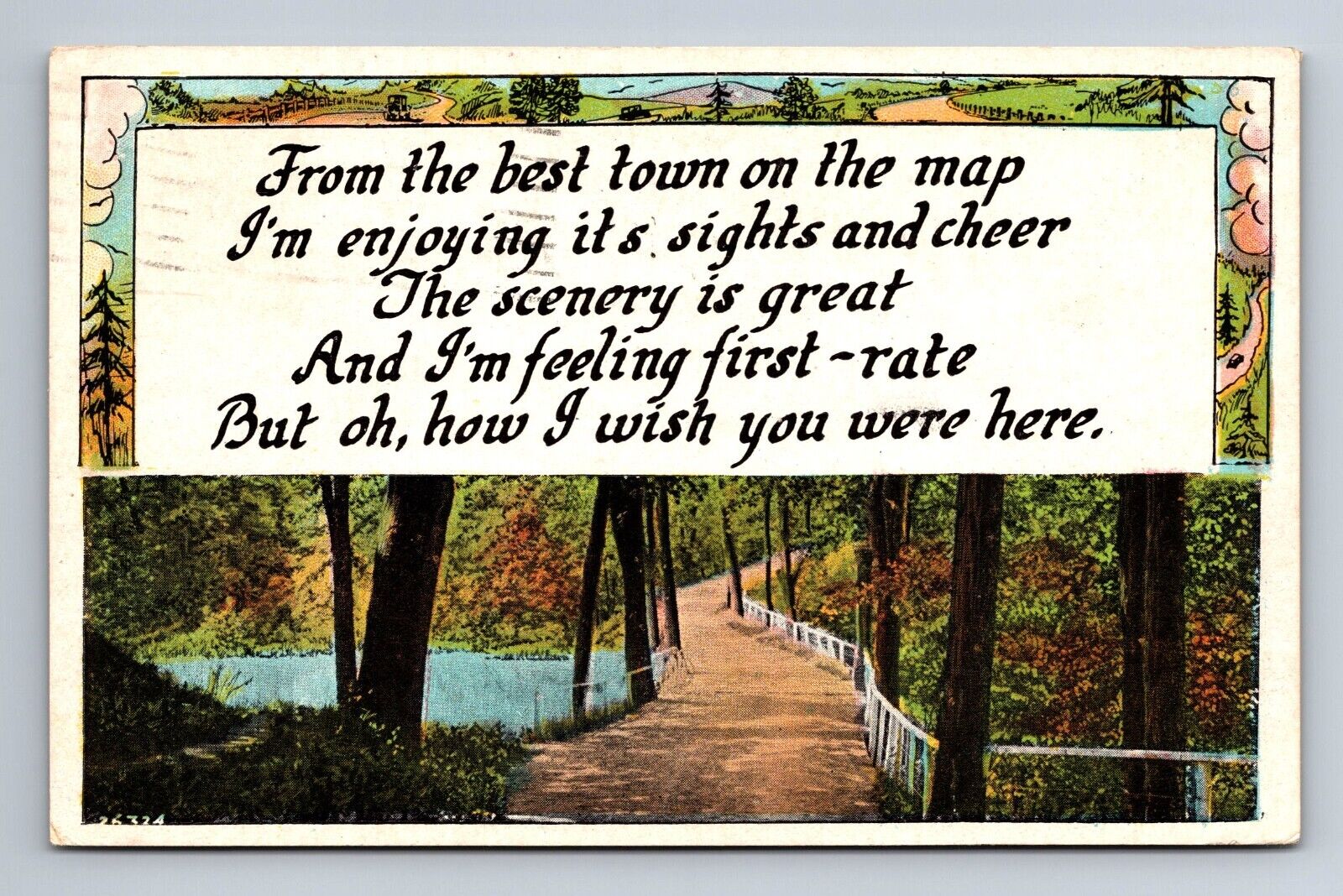 Greetings From the Best Town on the Map Wish You Were Here Postcard c1929