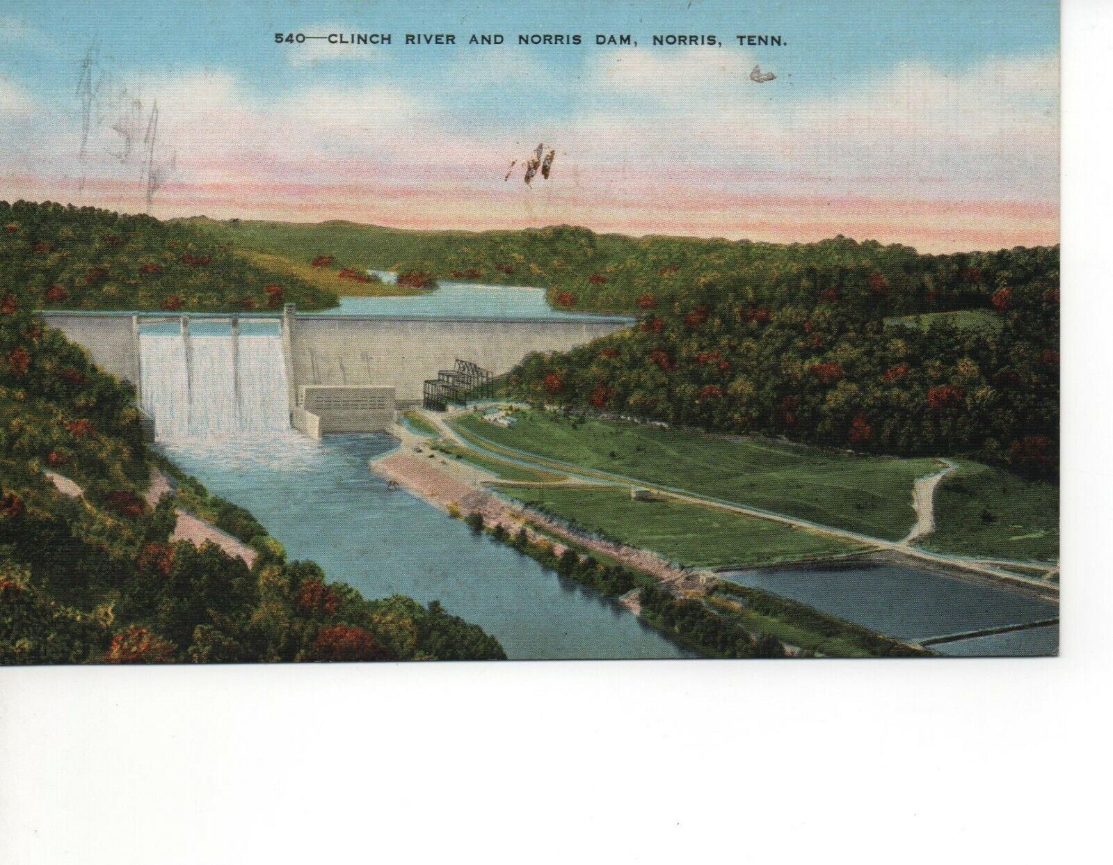 Postcard TN Norris Tennessee Clinch River Norris Dam F3