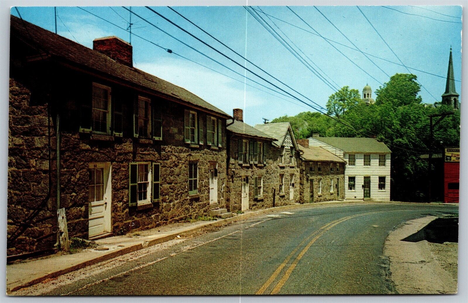 Vtg Ellicott City Maryland MD Tongue Row Historic Houses Street View Postcard