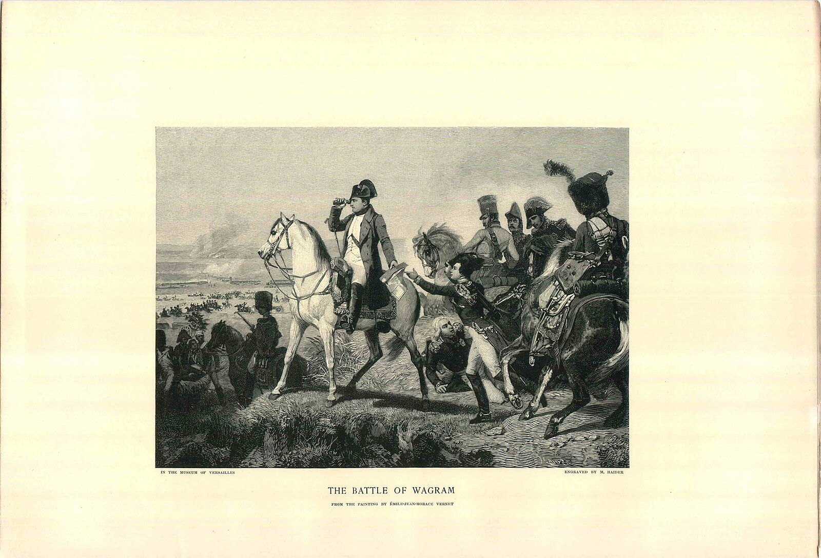 1897 Napoleon Bonaparte On Horseback Scope The Battle Of Wagram PRINT War Scene