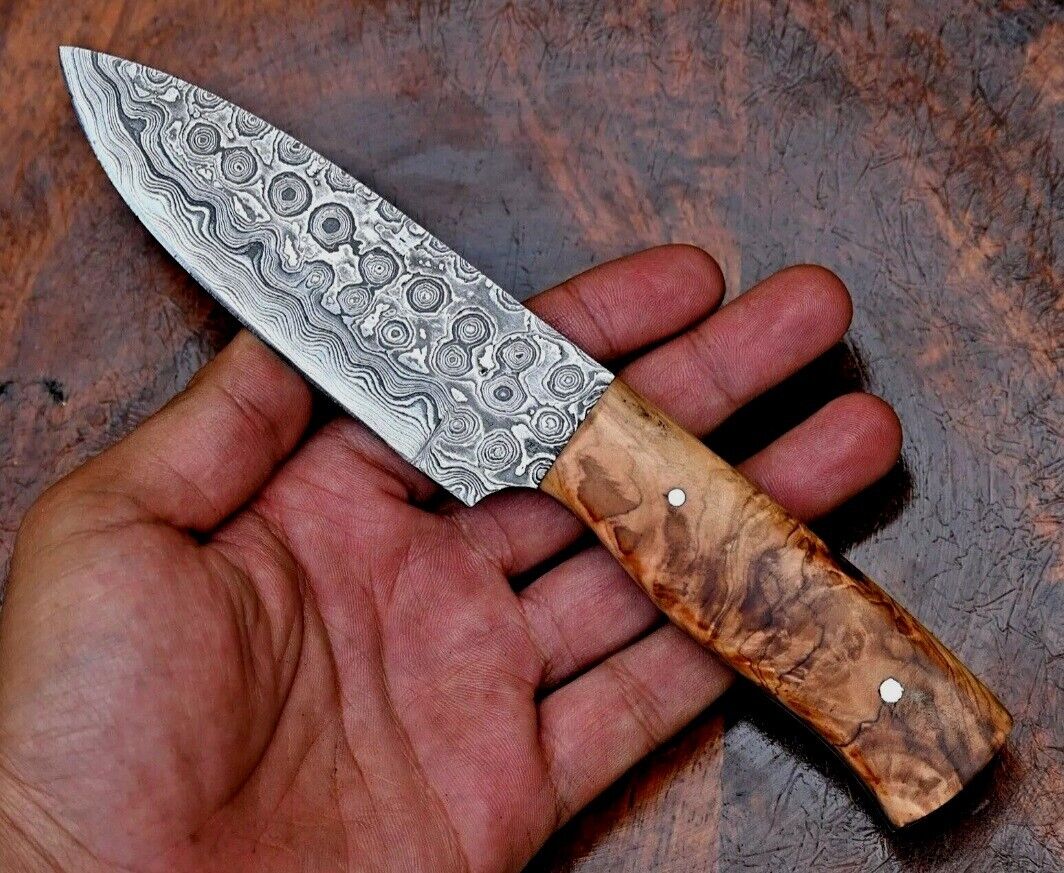 Damascus Hunting Knife Custom HandMade - Hand Forged Damascus Steel Blade 2669