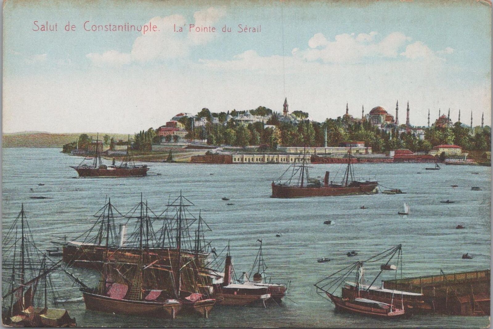 Postcard Salut de Constantinople Turkey La Pointe du Serail