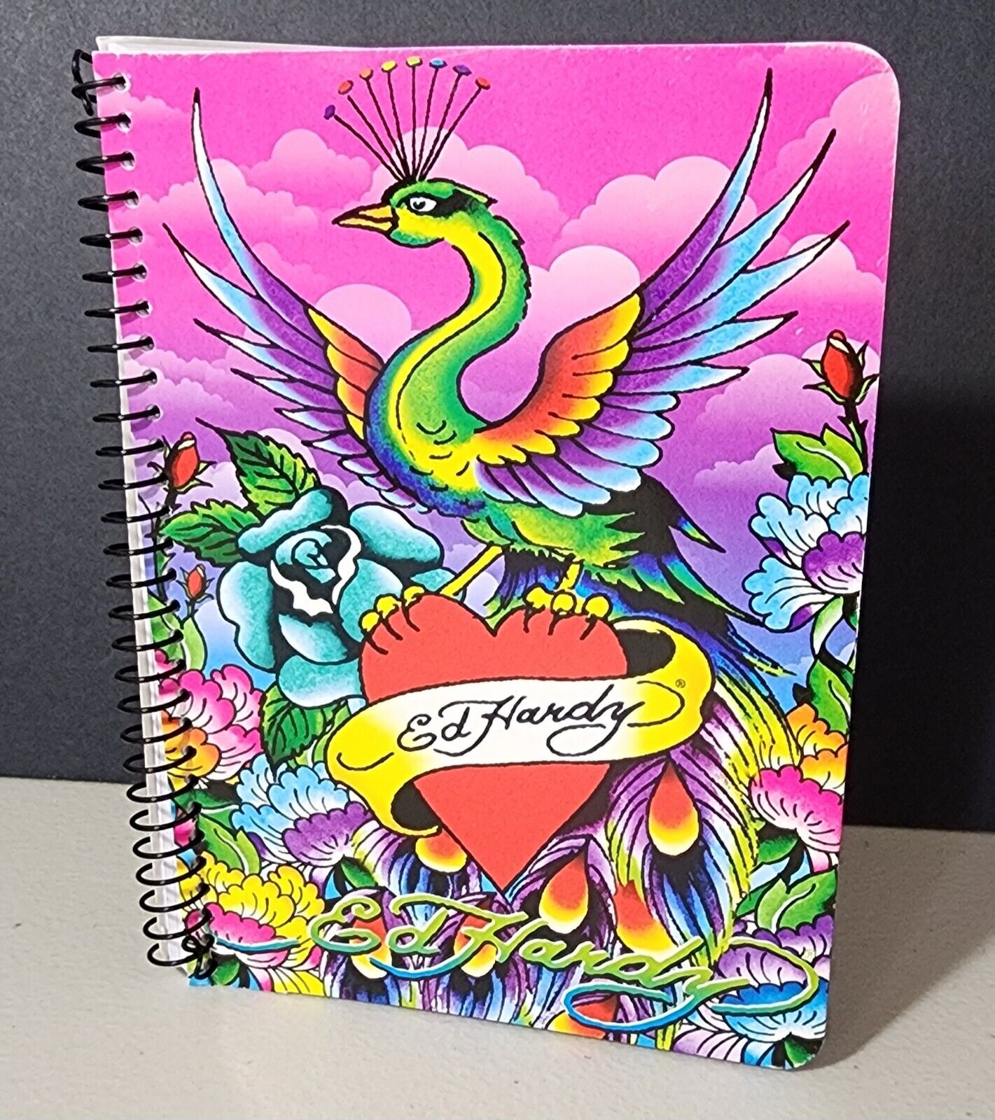 Vtg Ed Hardy Lisa Frank Spiral Bound Notebook Theme Book Used