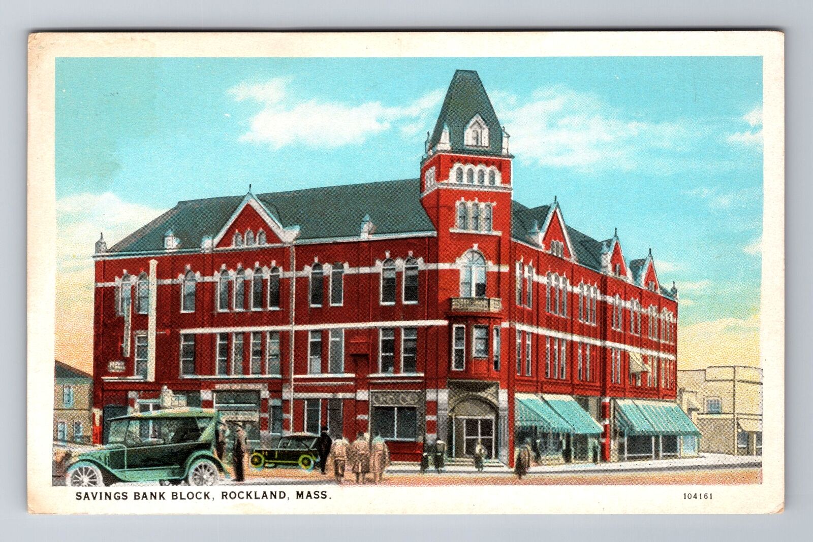 Rockland MA-Massachusetts, Savings Bank Block, Ladies & Gents, Vintage Postcard