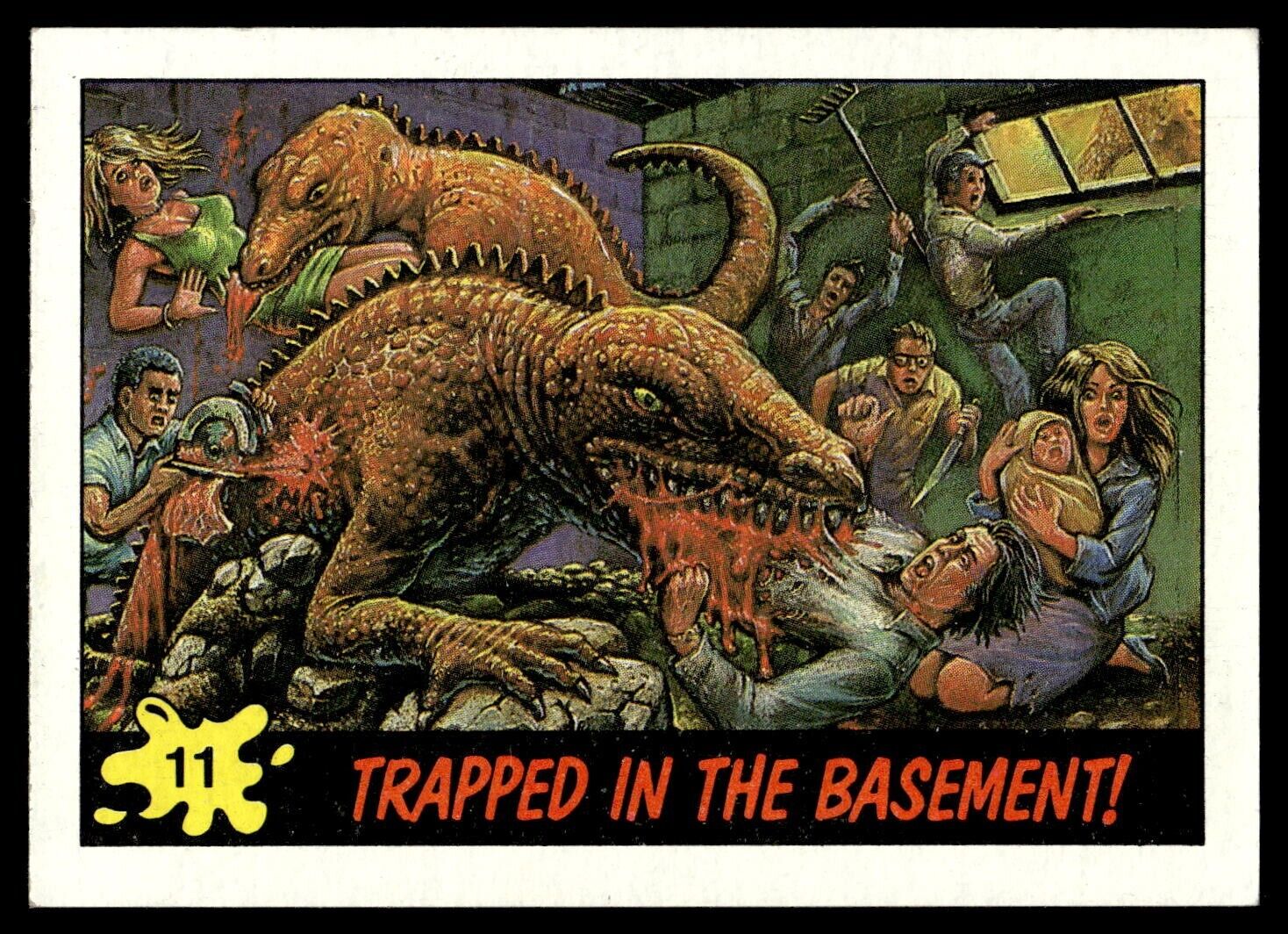 1988 Topps Dinosaurs Attack #11 Trapped in the Basement