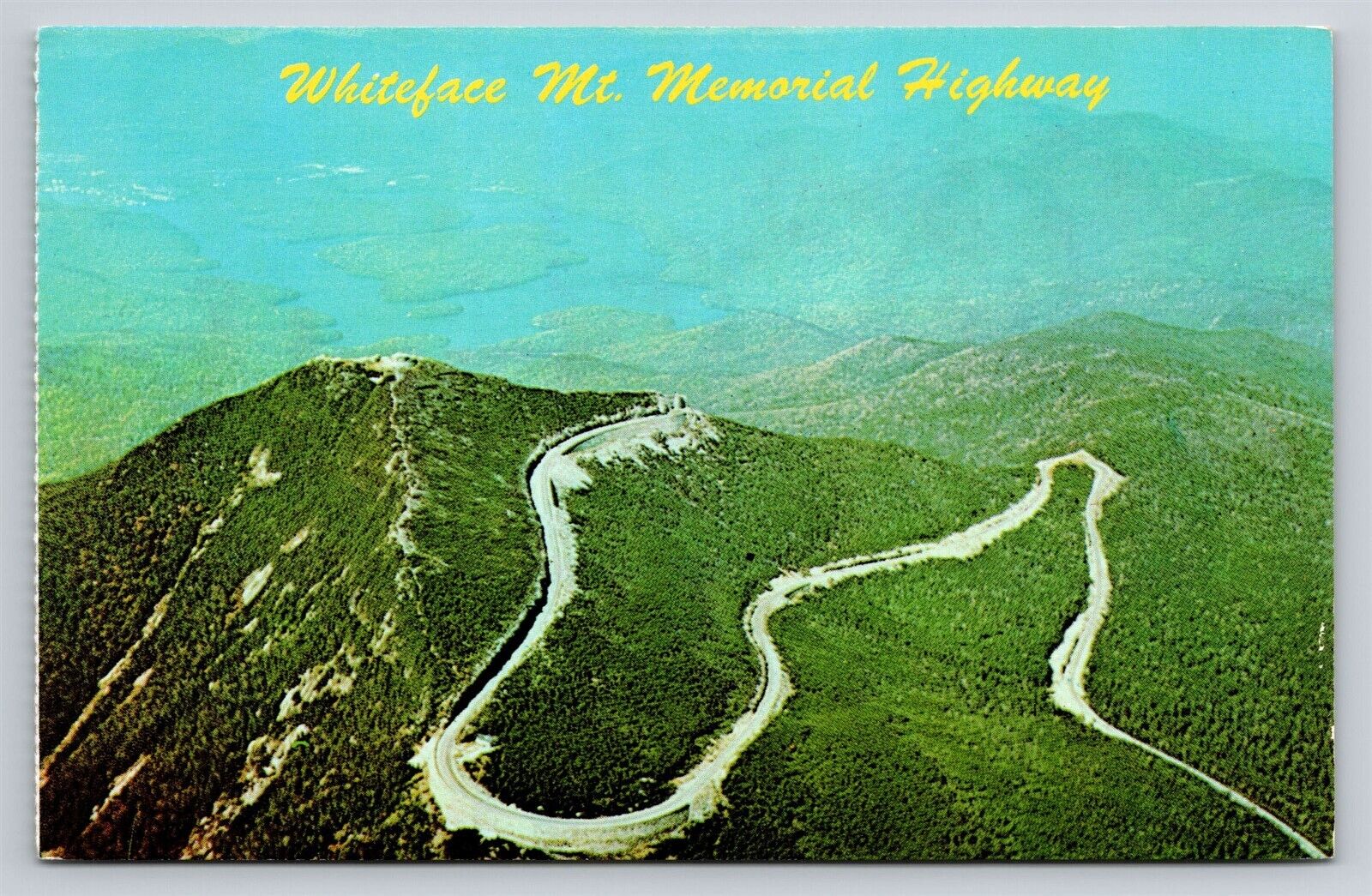Whiteface Mountain Memorial Highway Aerial View New York Vintage Postcard NY 