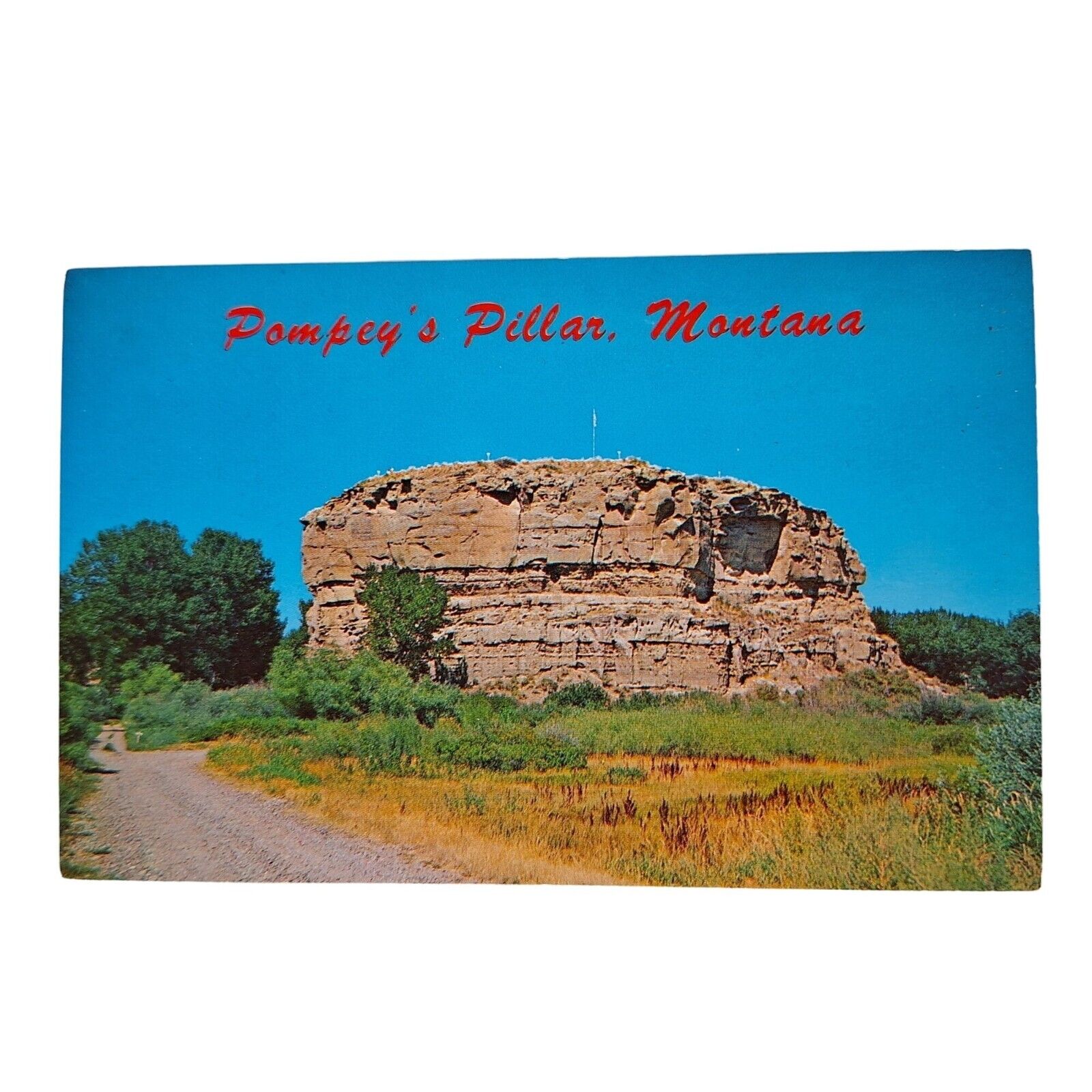 Postcard Pompey\'s Pillar Block Of Sandstone Montana Chrome Unposted