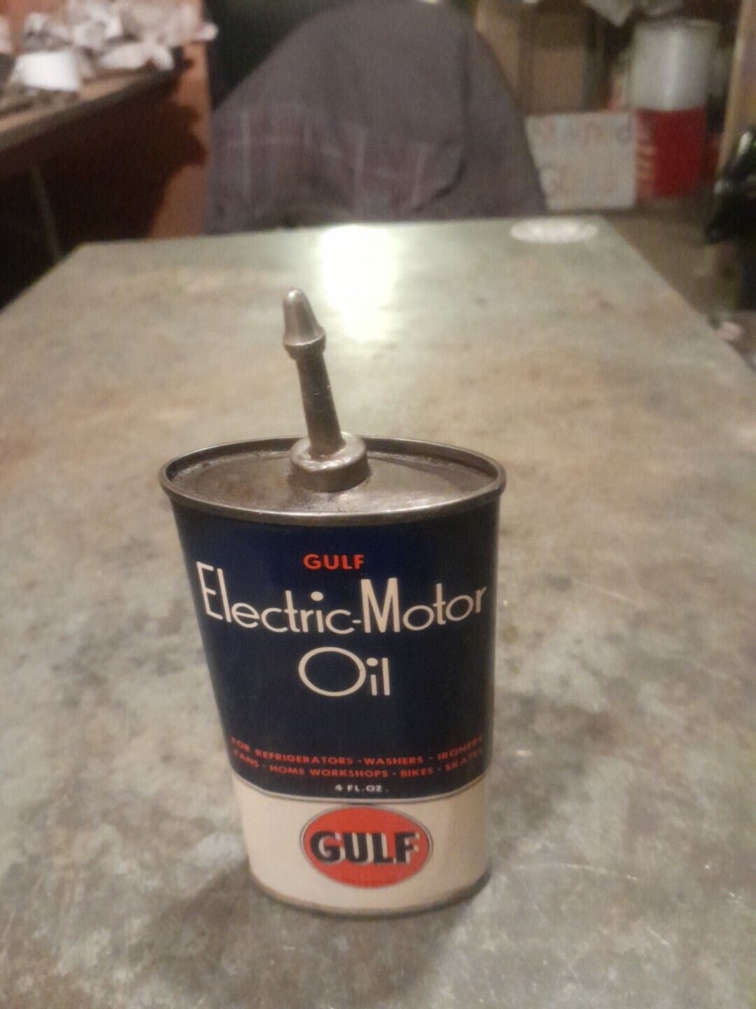 Vintage Gulf Electric-motor 4 Ounce Oil Squirt Can
