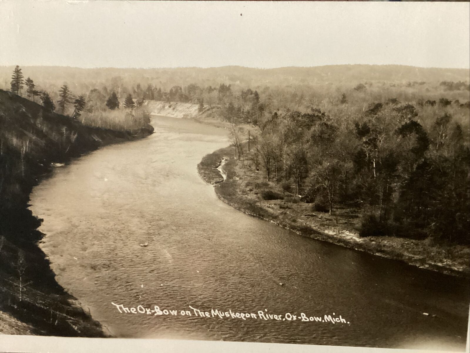 Ox-Bow, MI-Michigan, RPPC: Scenic Muskegon River c1910, Vintage Postcard