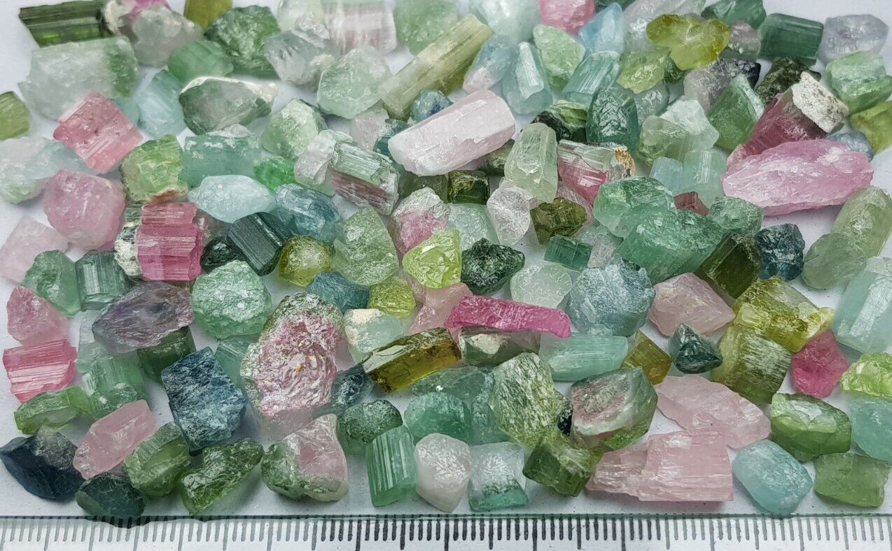 Beautiful 307 Ct Natural Bi Color Tourmaline Crystal Lot From Afghanistan