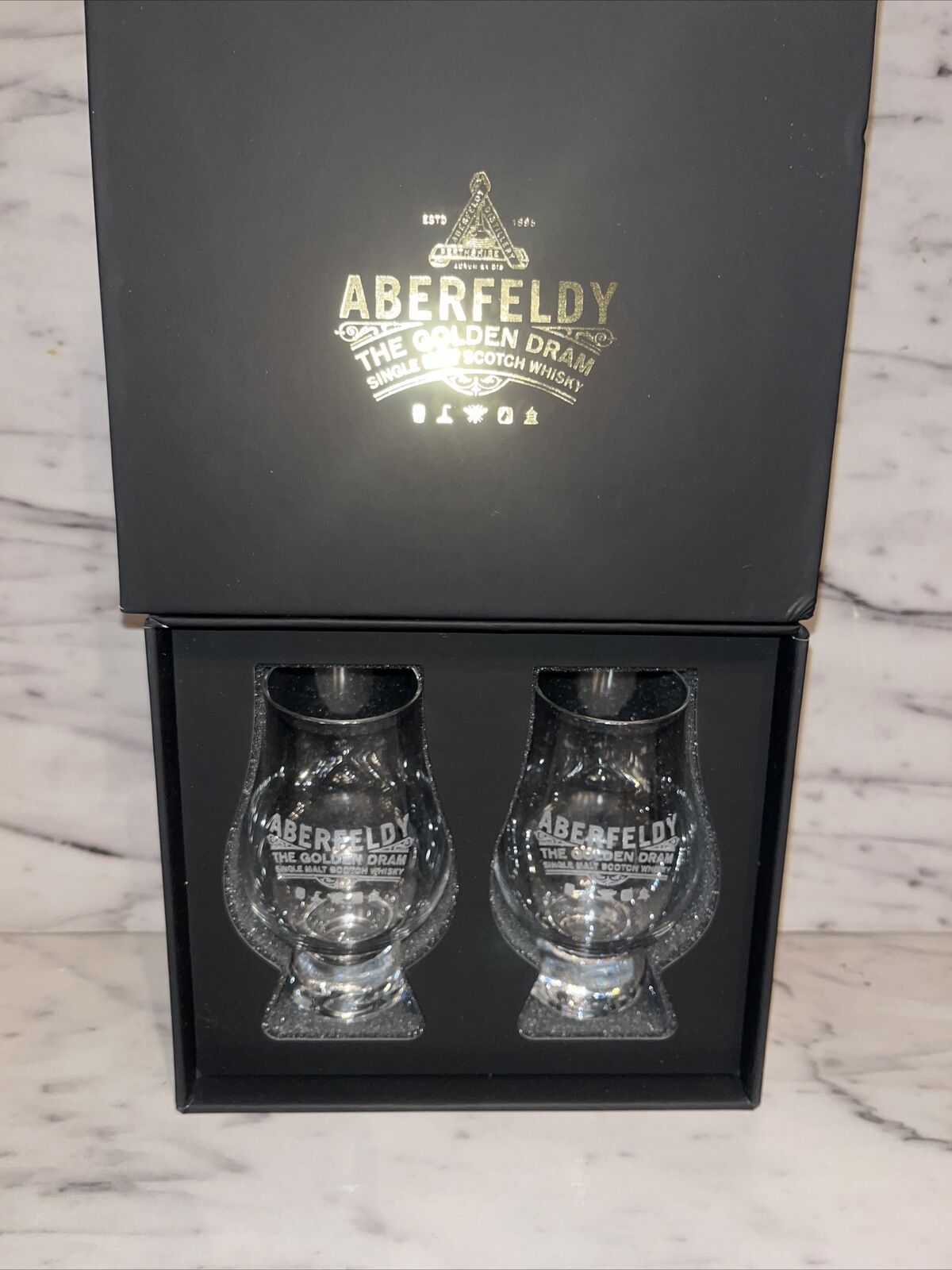 2 Aberfeldy Whiskey GLENCAIRN GLASSES - MINT With Box