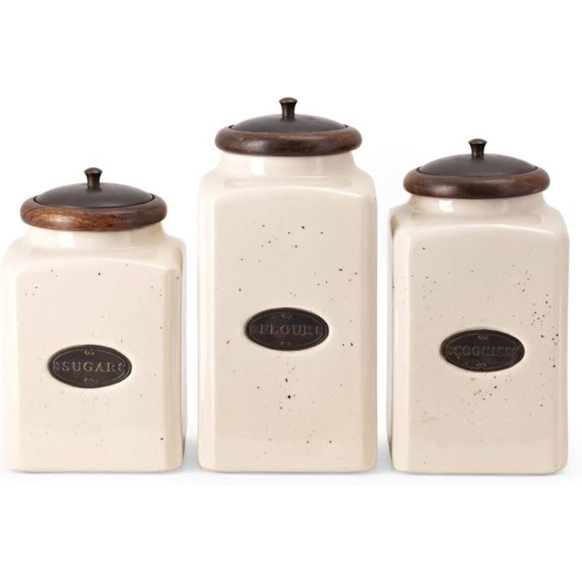 IMAX Ivory Canisters Set of 3 NEW