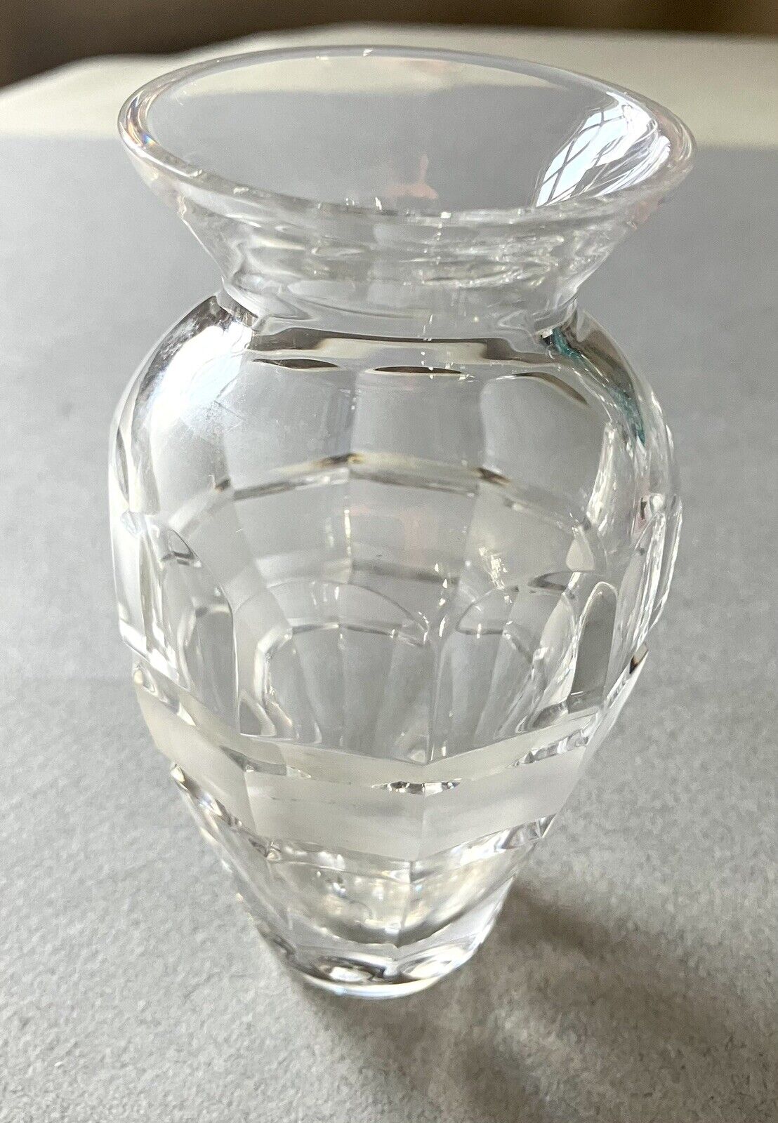 Mikasa Crystal Bud Base Clear/ Frosted Glass Design 4 1/4” H