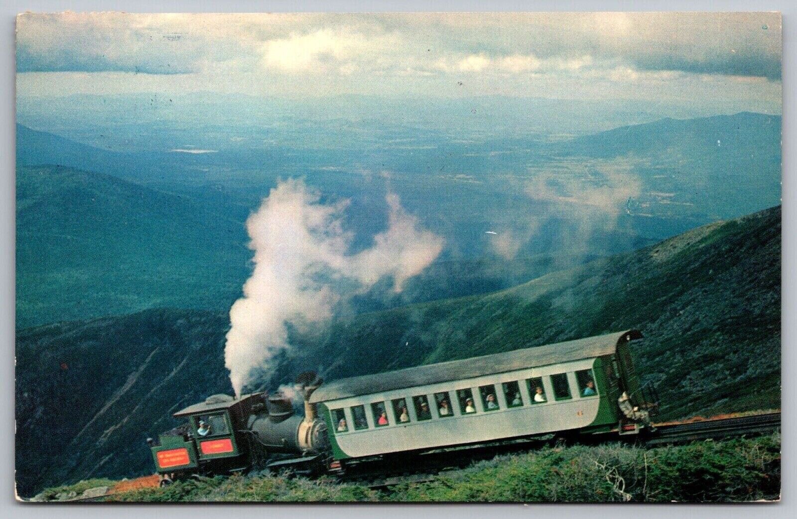 Mount Washington Cog Railway Birds Eye View Train Mountains Railroad PM Postcard