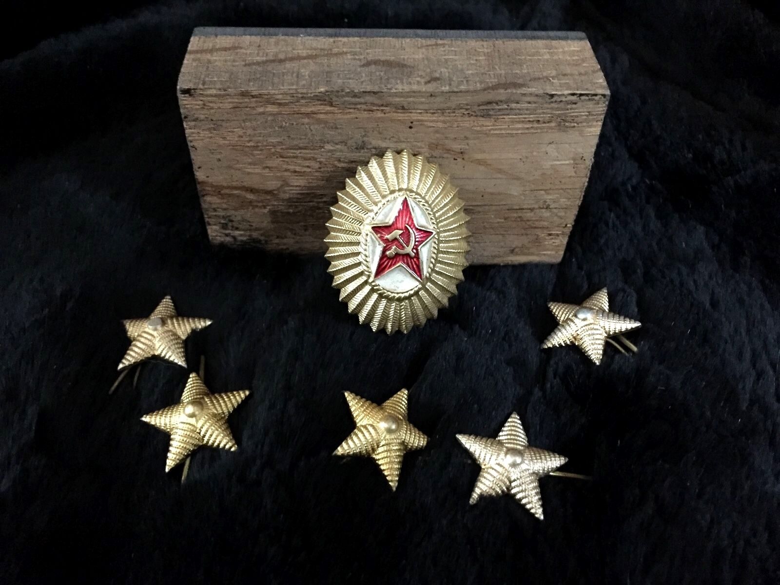 Vintage Lot SOVIET Russia USSR Military HAT BADGE Red Army STAR Hammer SICKLE 