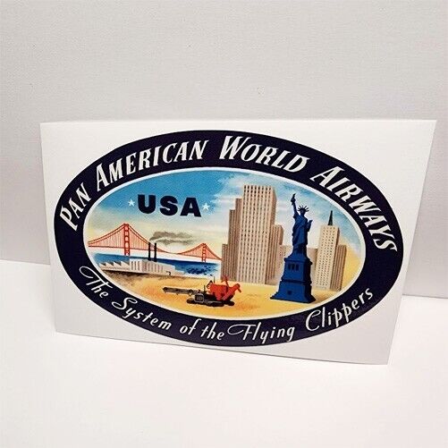 PAN AMERICAN USA Vintage Style Decal / Vinyl Sticker, Luggage Label, Pan Am