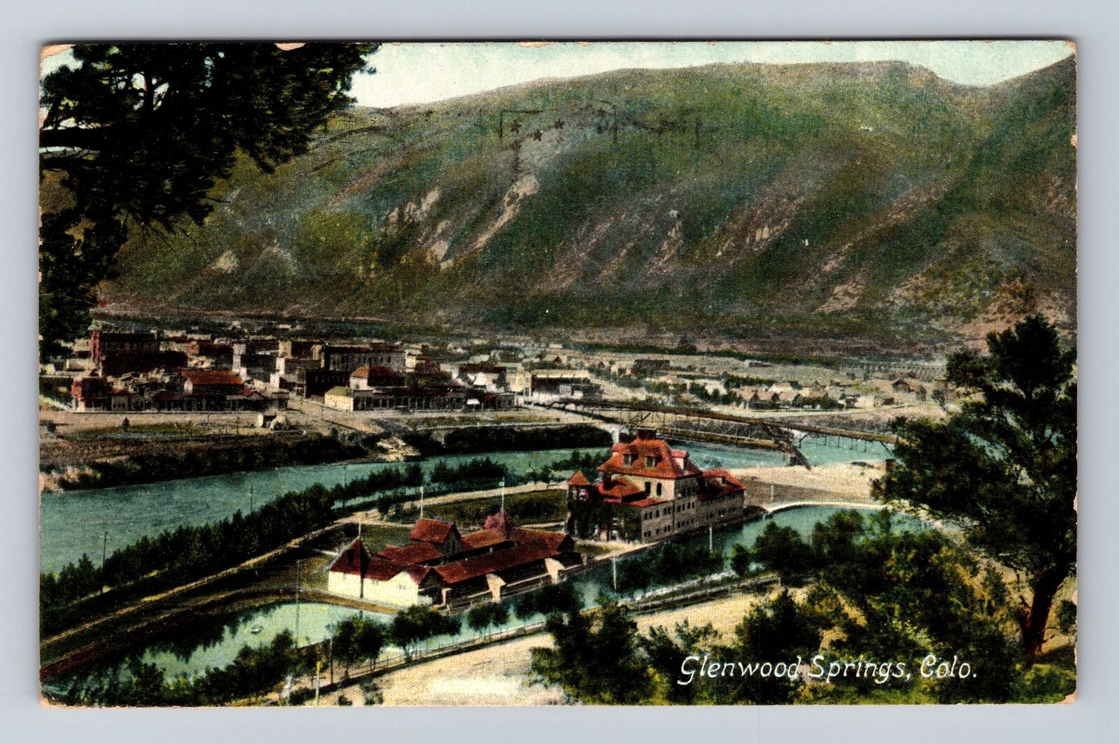 Glenwood Springs CO-Colorado, Panoramic Glenwood Springs, Vintage c1913 Postcard