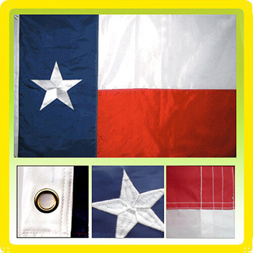 4x6 Ft Texas Flag Embroidered Nylon Sewn TX Lone Star State Deluxe 