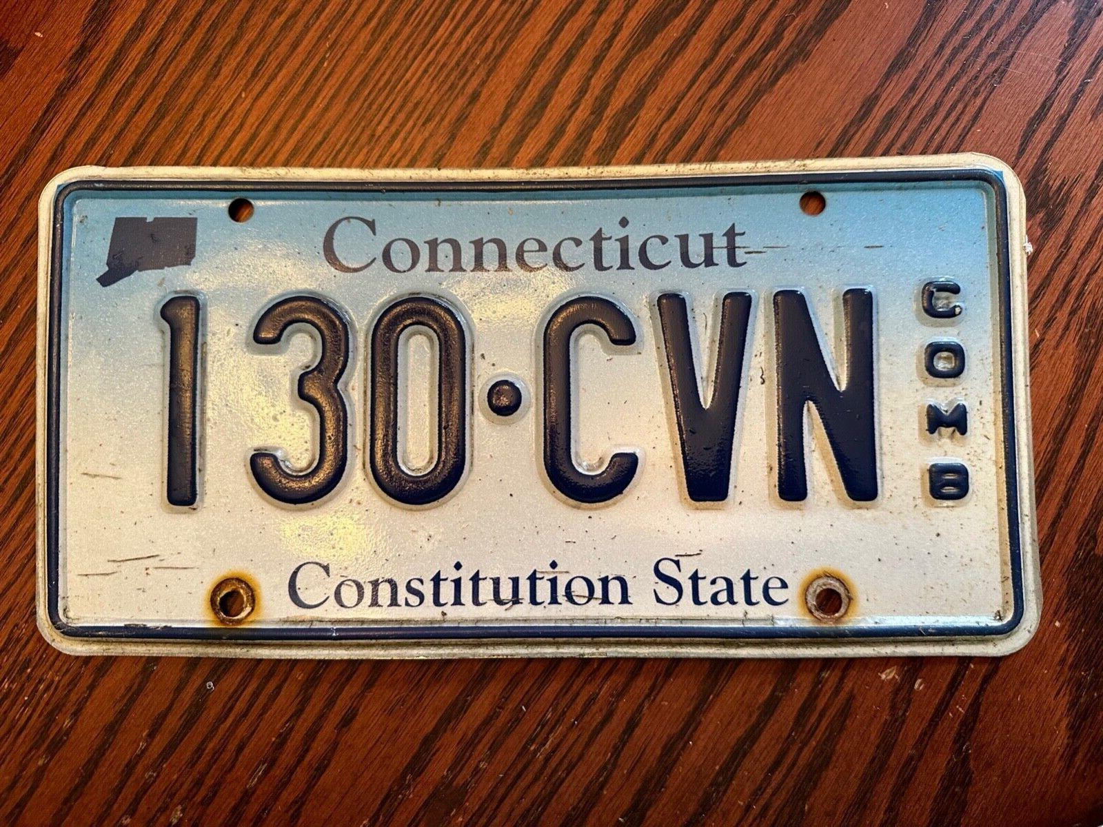 Connecticut Commercial License Plate 130 CVN Constitution State 2000\'s CT COM B