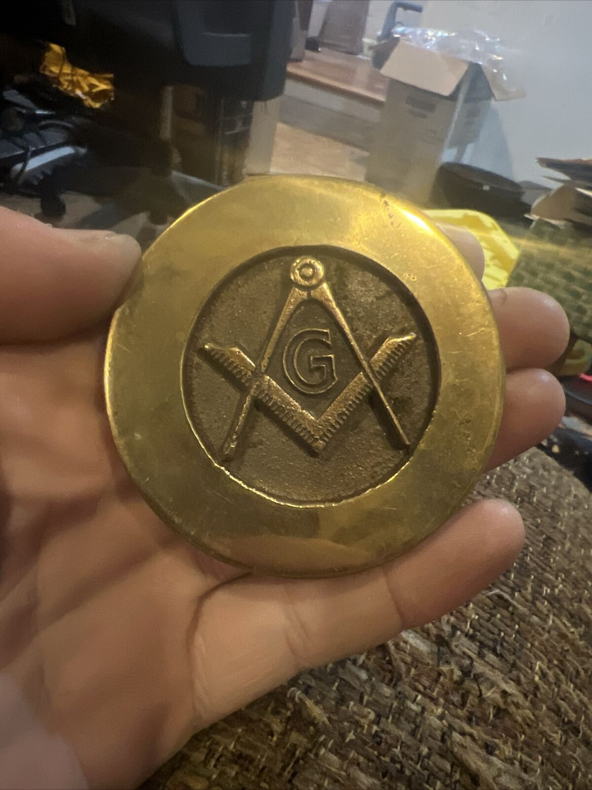 Vintage Masonic/Freemason Brass paper weight Desk Ornament