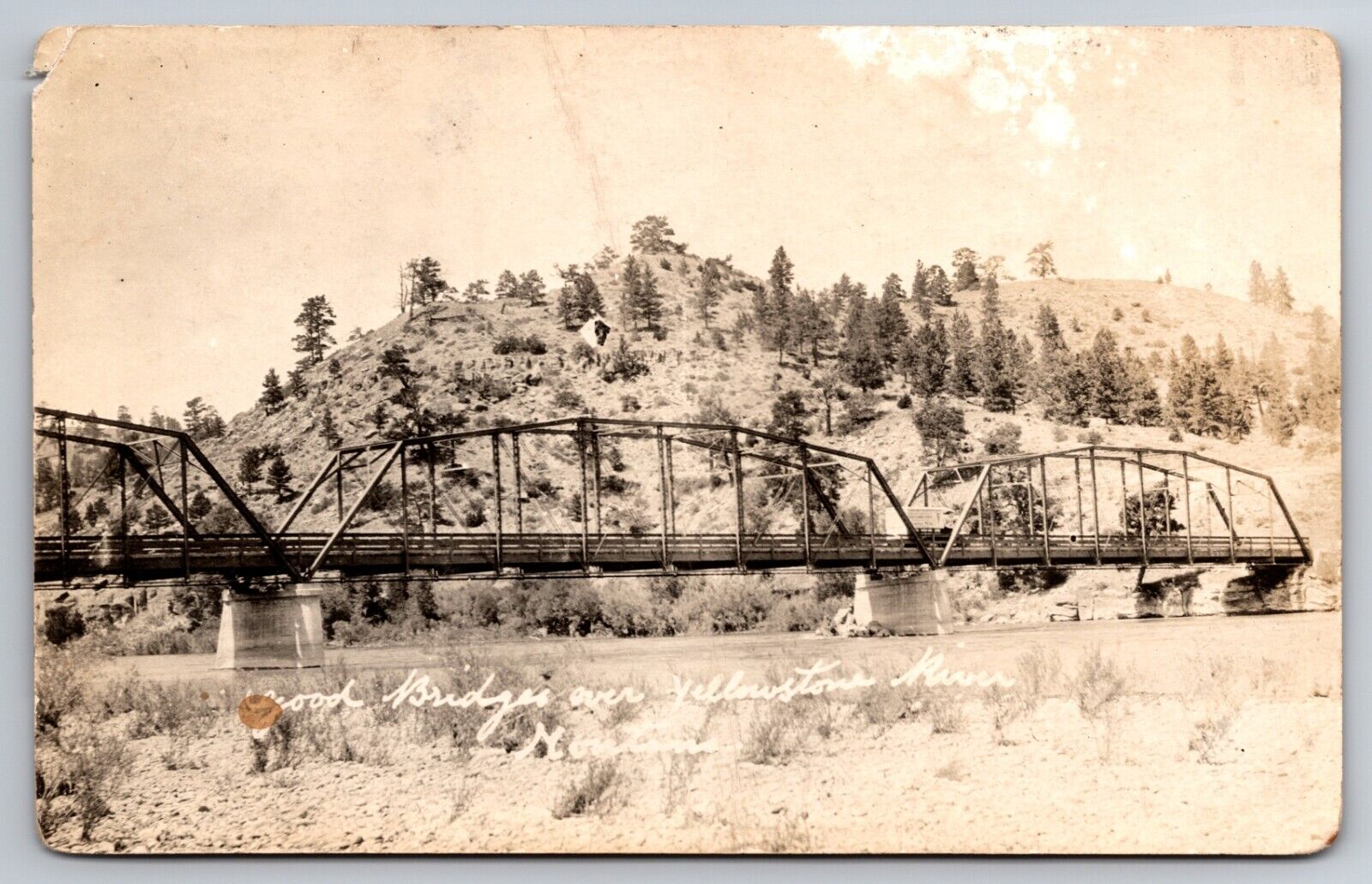 Carnation Milk Dairy Truck Good Bridges Over Yellowstone River Montana c1915