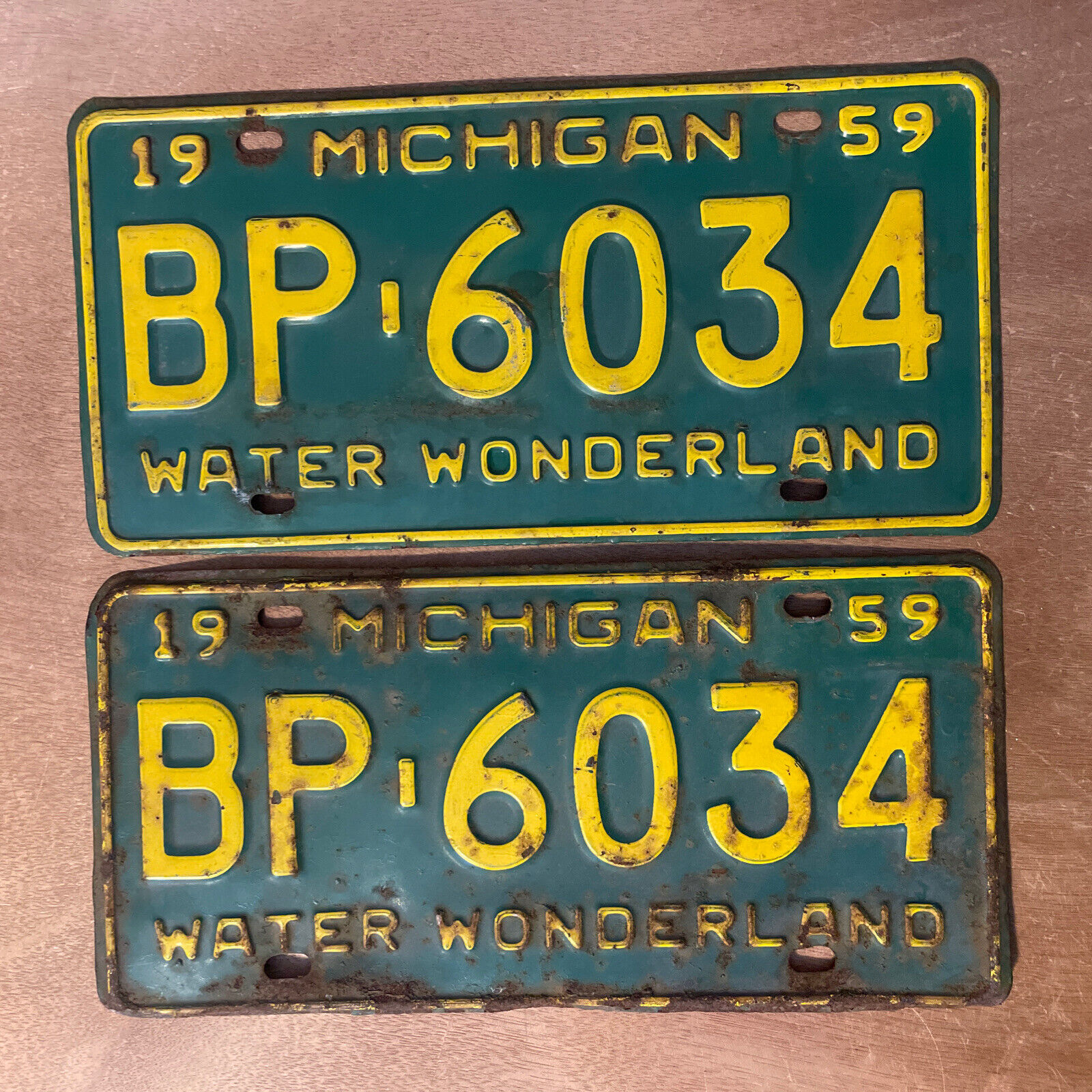1959 Michigan License Plate Pair # BP-6034