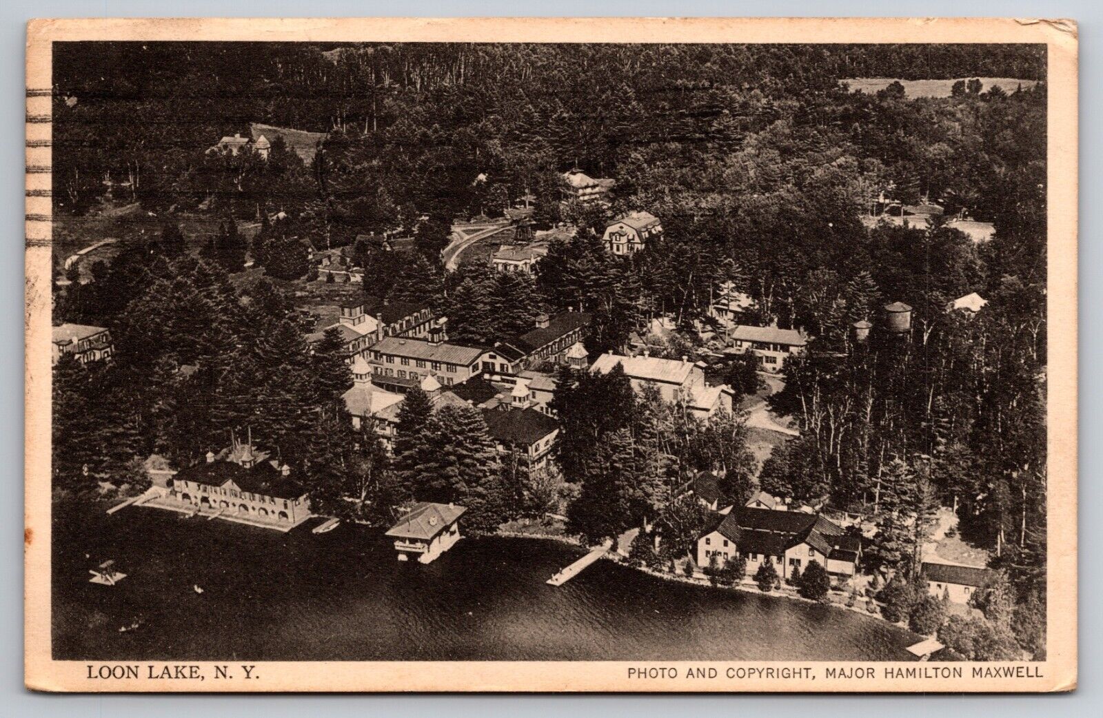 Birdseye View Loon Lake Adirondacks New York NY 1924 Postcard