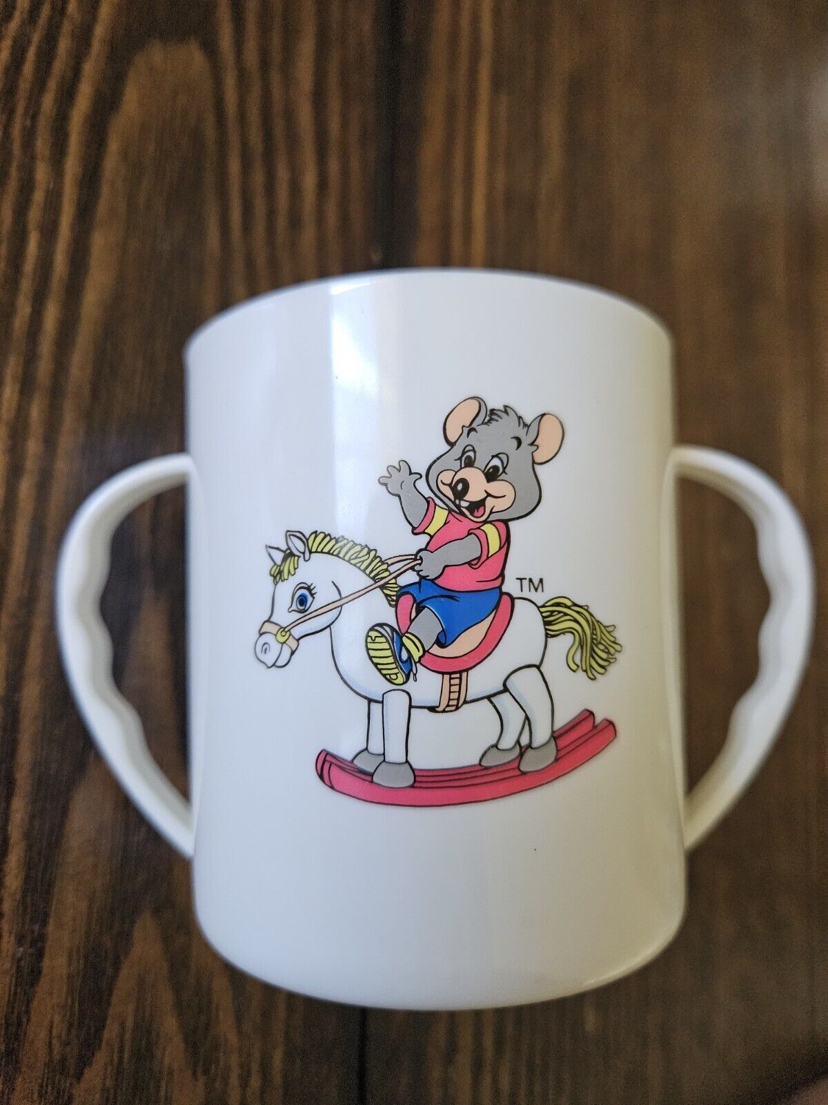 Vintage Chuck E Cheese Double Handle Plastic Cup