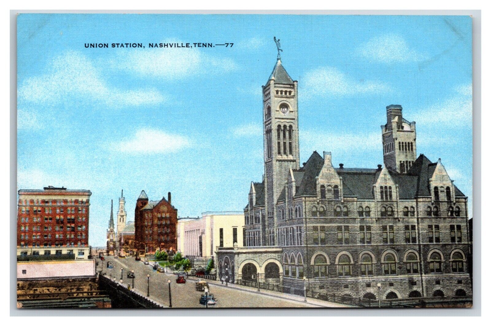 Union Station Nashville TN Tennessee UNP Linen Postcard T20