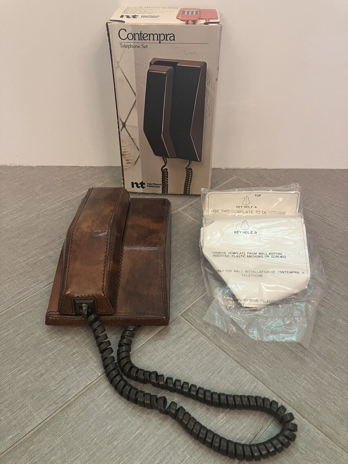 Vintage Northern Telecom Genuine Leather Contempra Telephone with Original Box