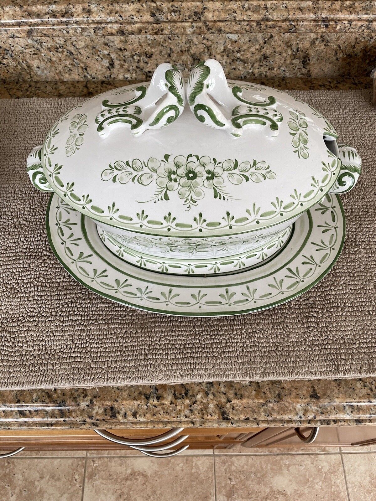 Vintage Porcelain Soup Tureen with Lid and Platter