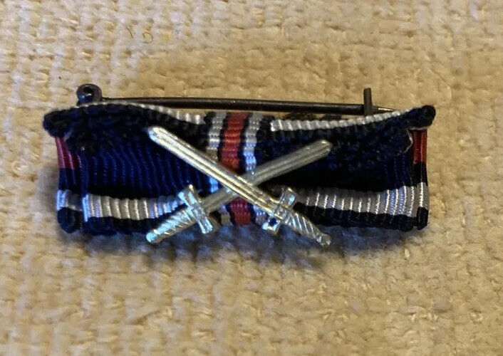 Original Post WW1 German Buttonhole Ribbon Bow, Iron Cross/Honor Cross w. Swords