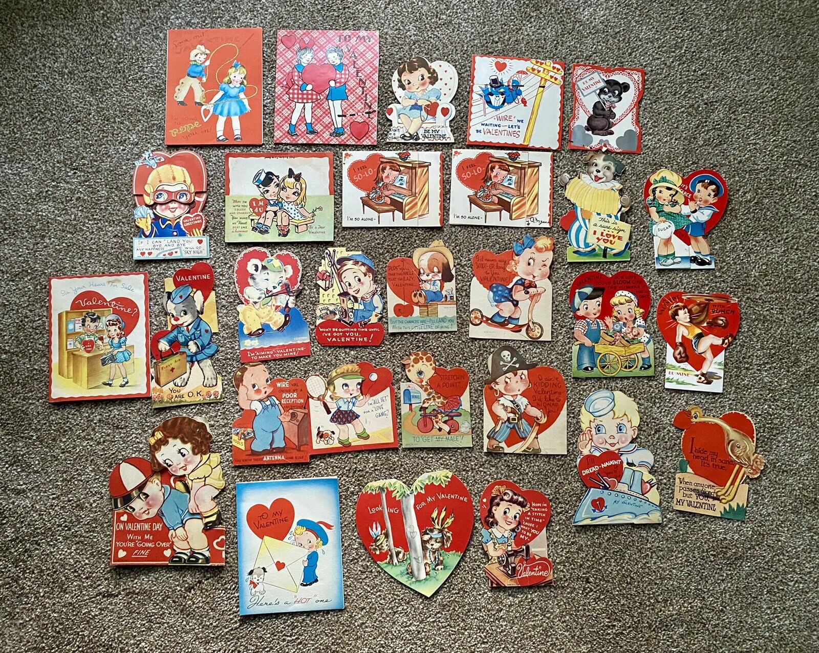Lot of 29 Vintage School Valentine’s Day Cards 1930’s-1940’s Antique 