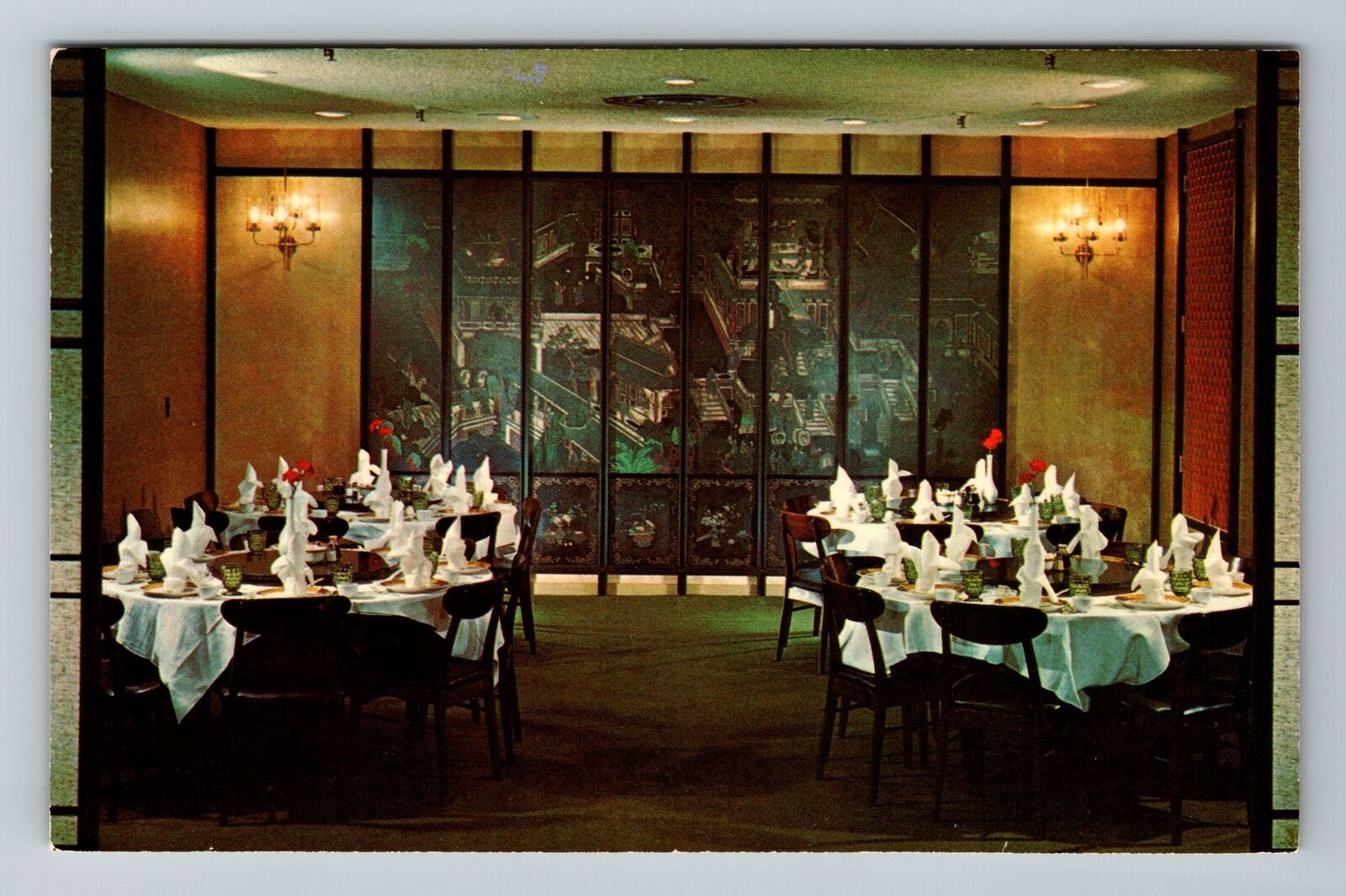 Los Altos CA-California, The Coromandel Room, Dining Area, Vintage Postcard