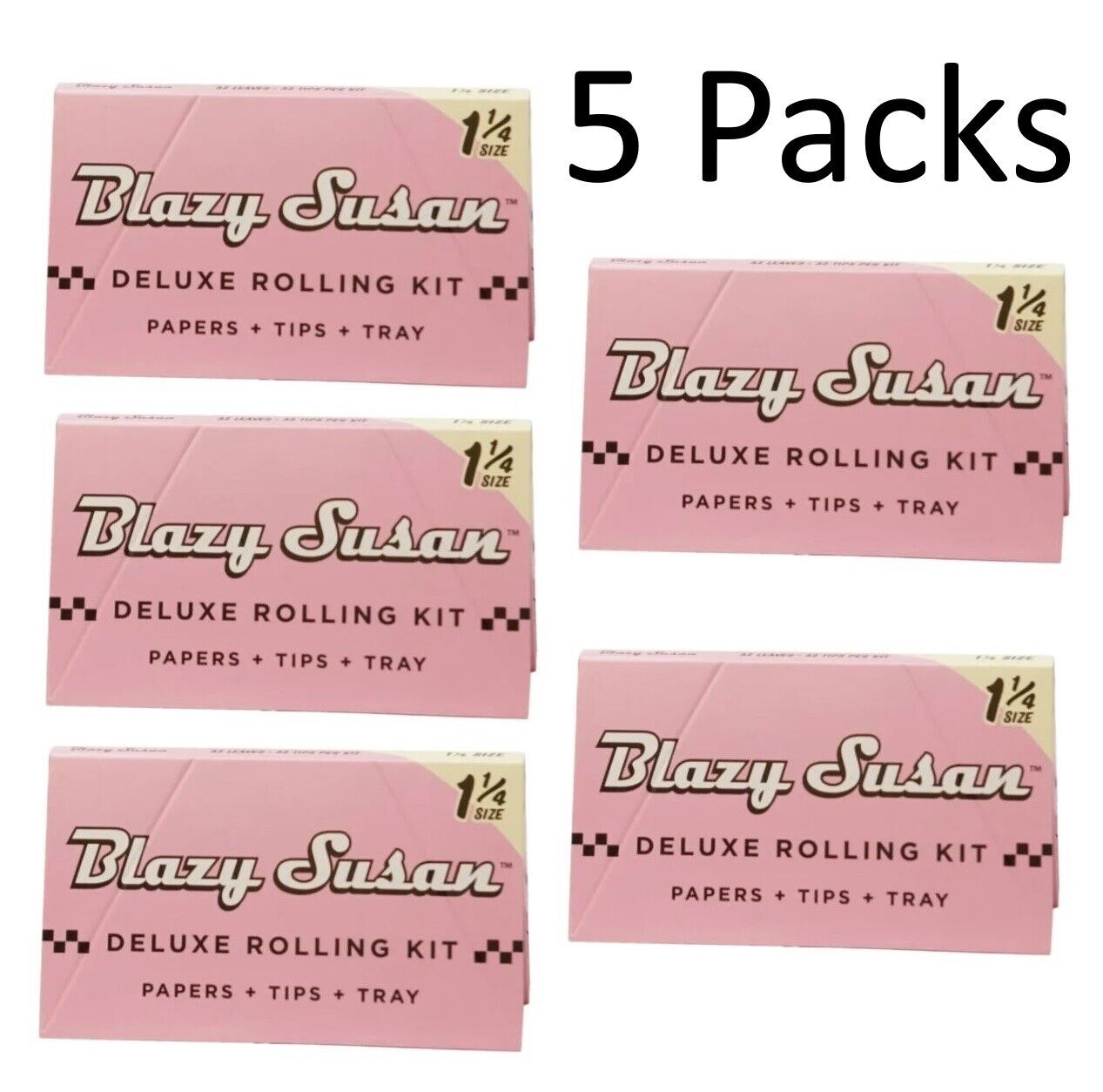 5x Blazy Susan Delux Rolling Kit - Papers + Tips + Tray (Pink) 1 1/4